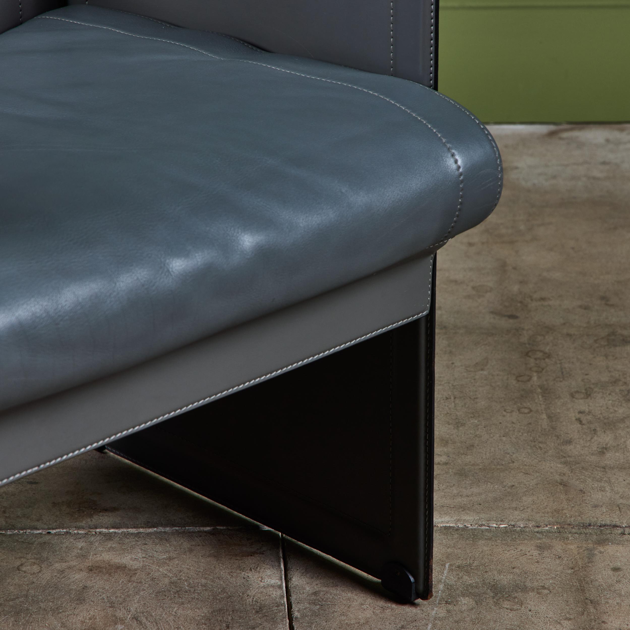 Matteo Grassi Gray Leather Lounge Chair en vente 7