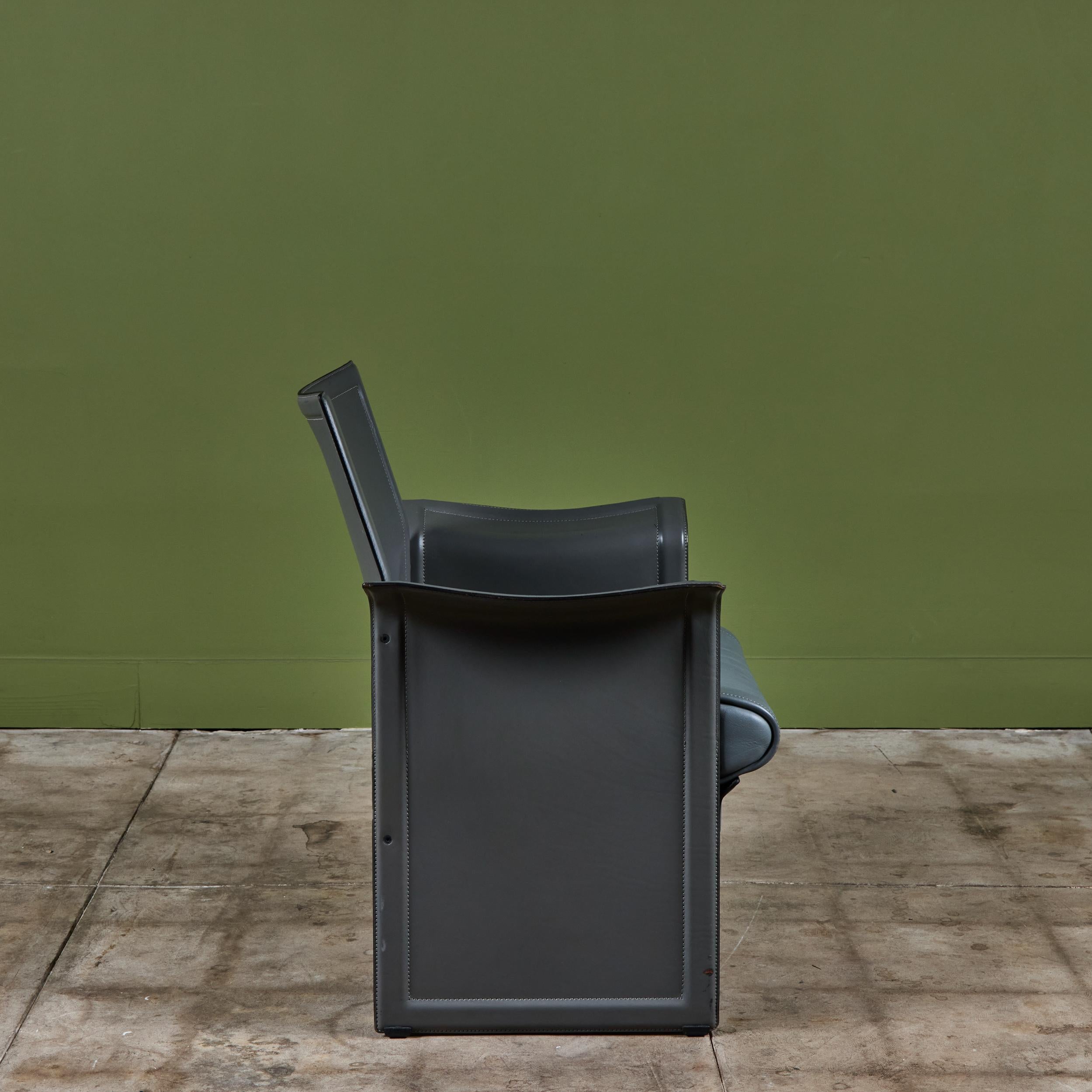 Matteo Grassi Gray Leather Lounge Chair en vente 1