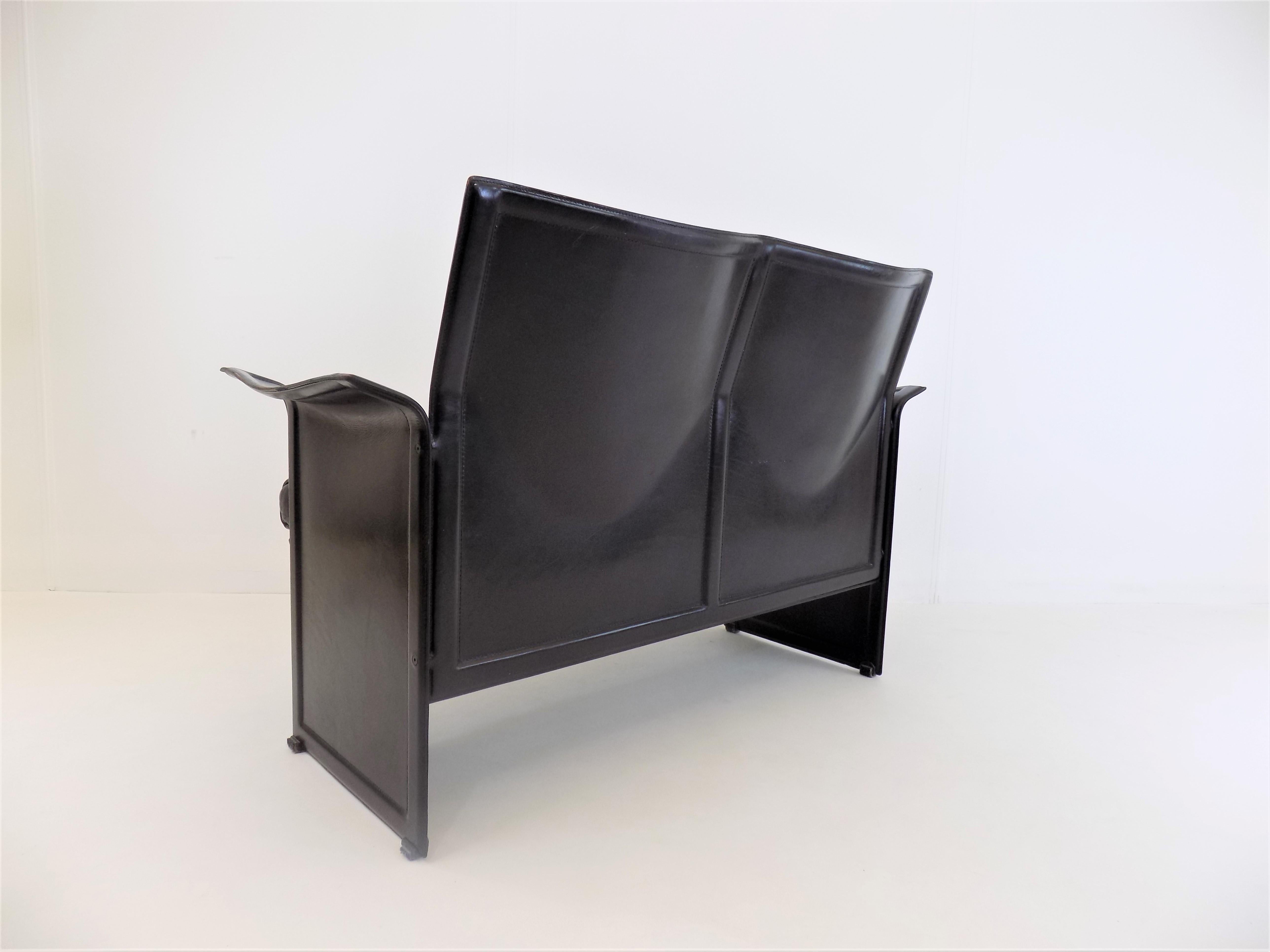 Mid-Century Modern Matteo Grassi Korium 2 Seater Leather Sofa by Tito Agnoli