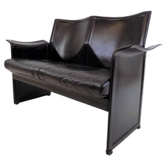 Vintage Matteo Grassi Korium 2 Seater Leather Sofa by Tito Agnoli