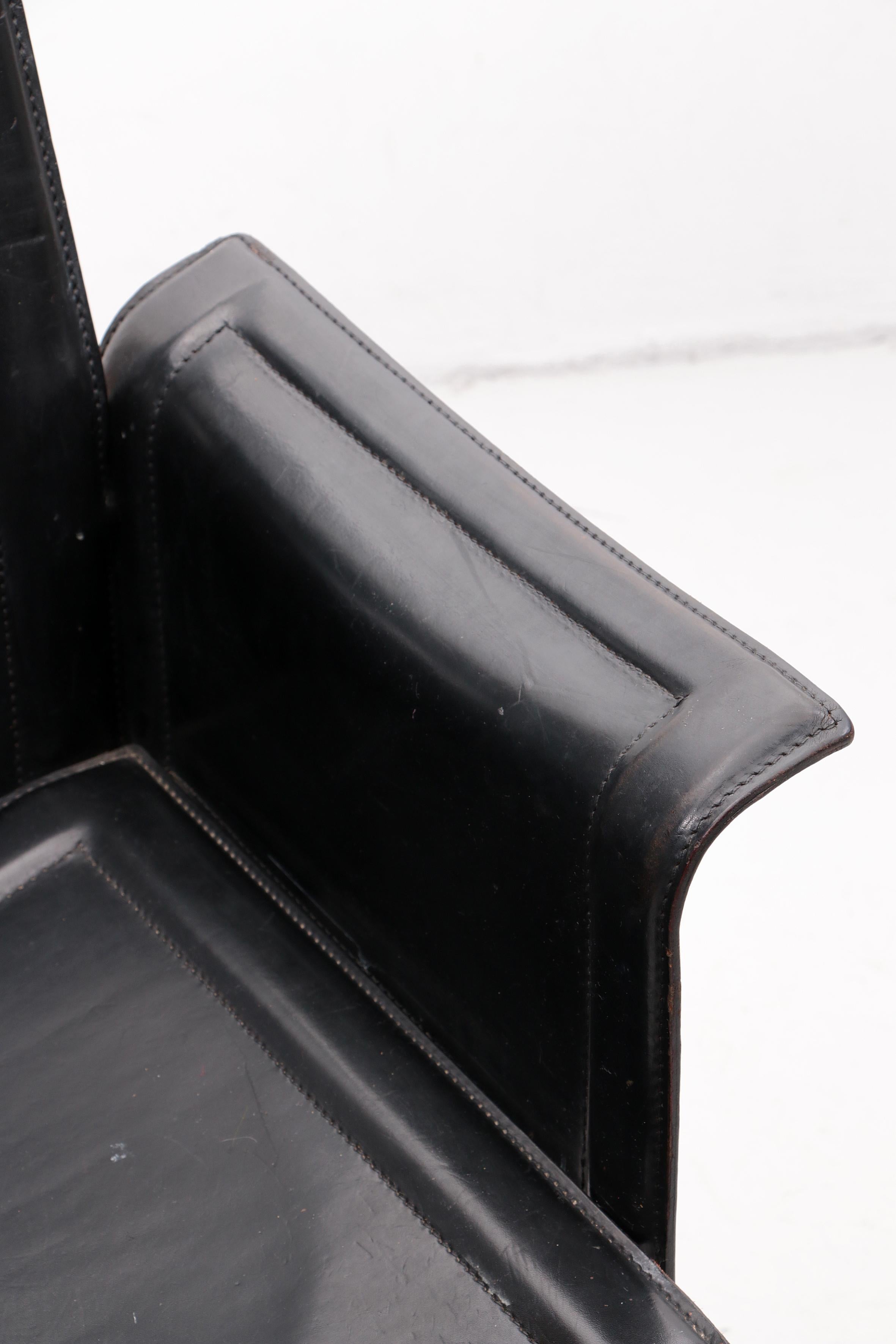 Matteo Grassi Korium Armchair Black Leather, 1970 For Sale 4