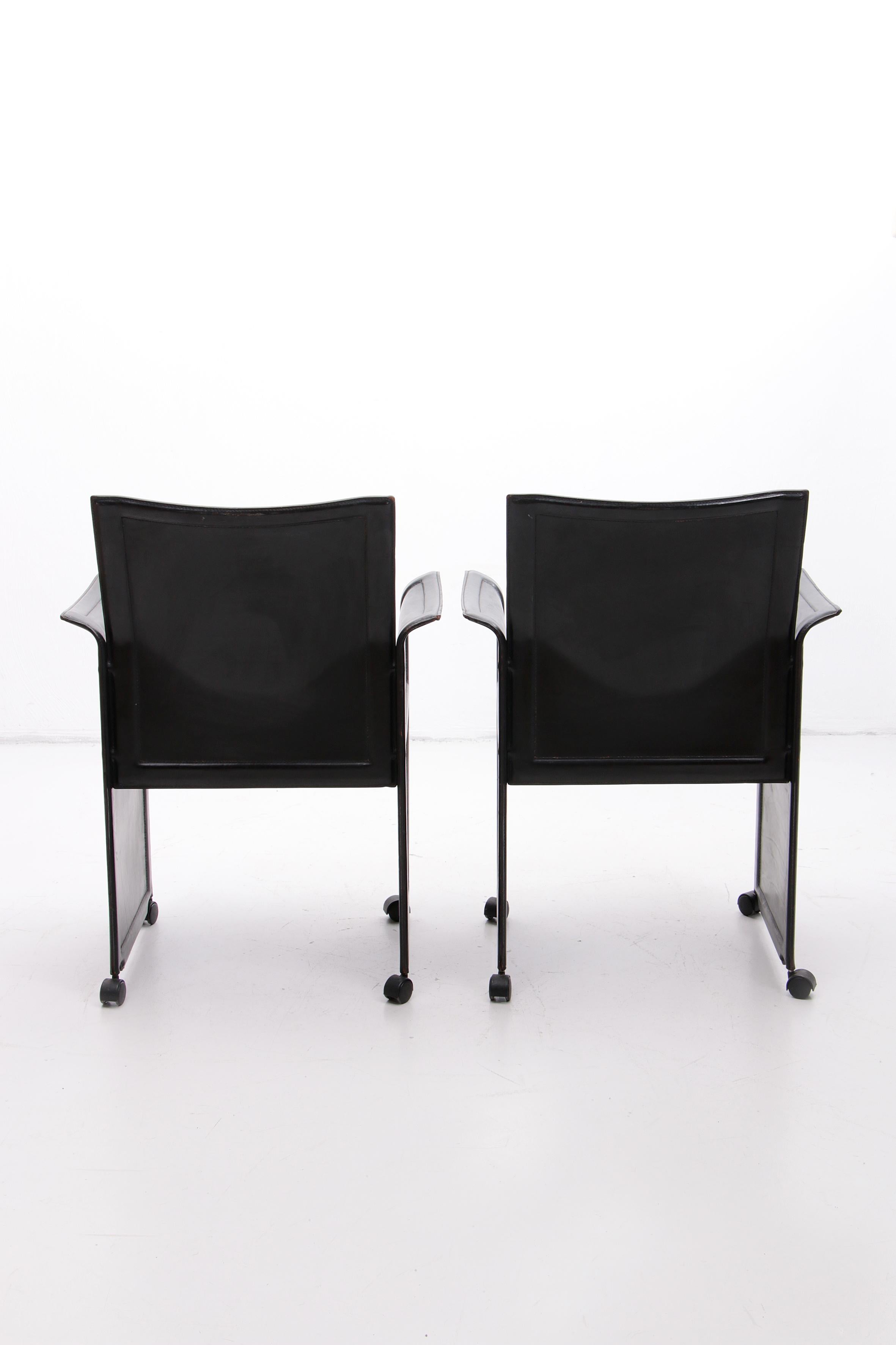 Matteo Grassi Korium Armchair Black Leather, 1970 In Good Condition For Sale In Oostrum-Venray, NL
