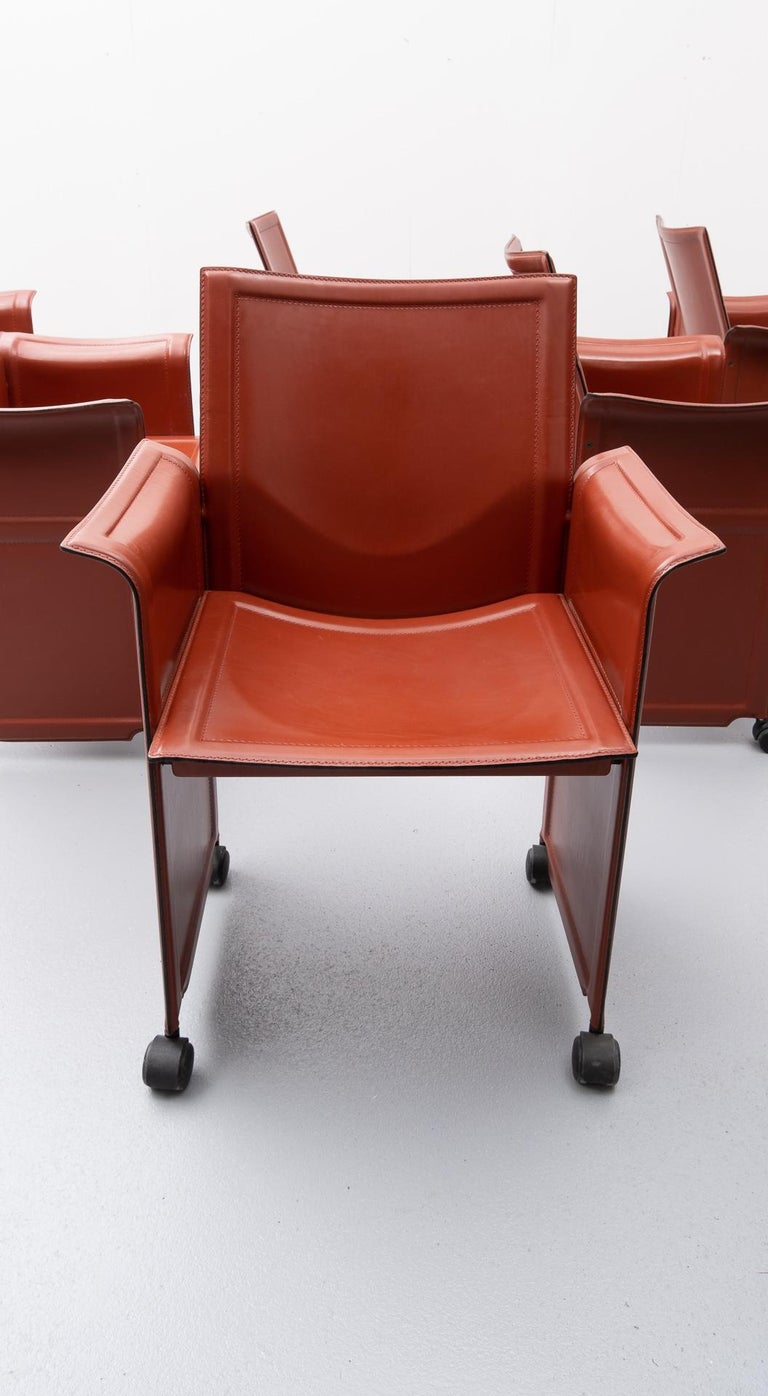 Leather Matteo Grassi Korium armchairs Tito Agnoli For Sale