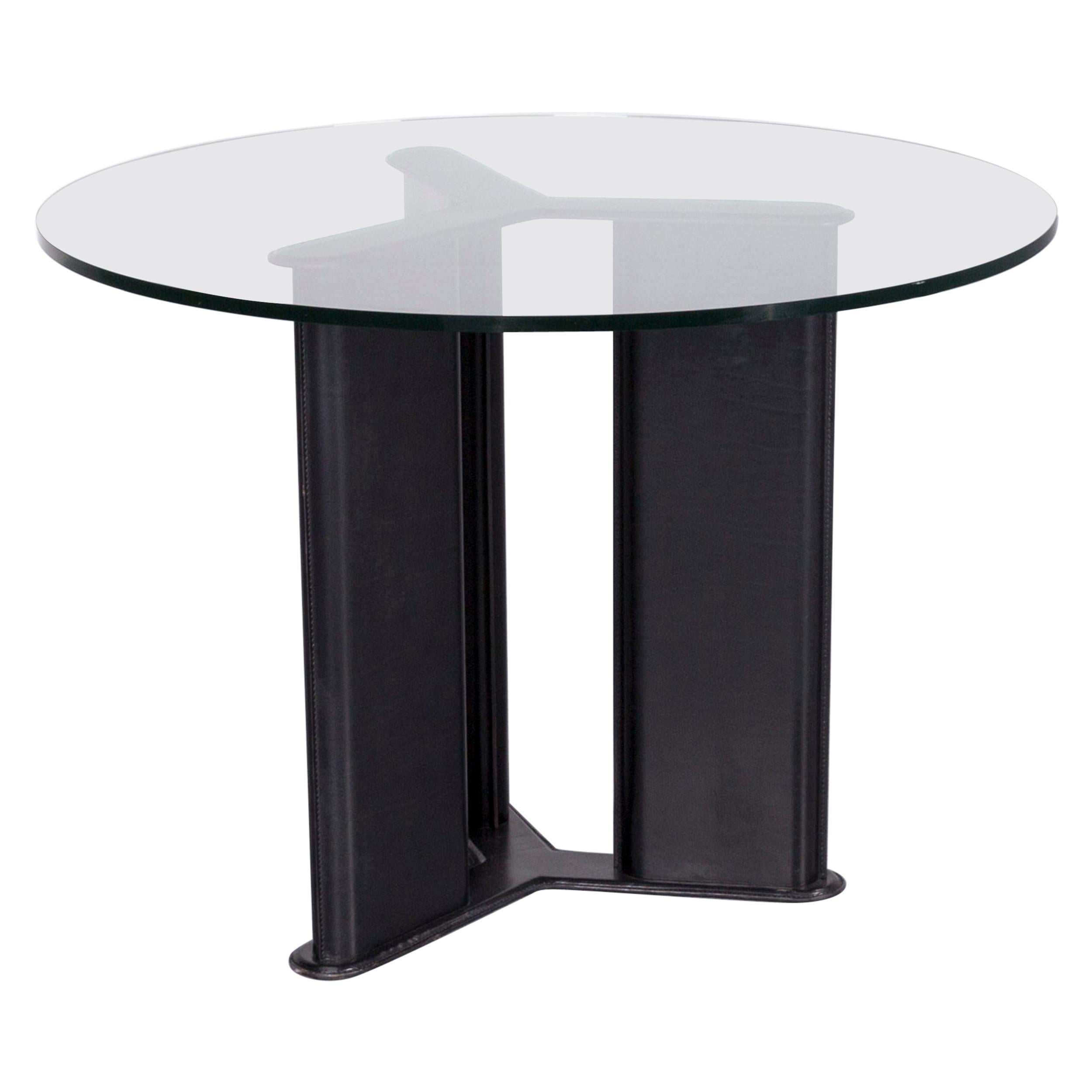 Matteo Grassi Korium Designer Coffee Table Leather Glass Table Glass Table For Sale