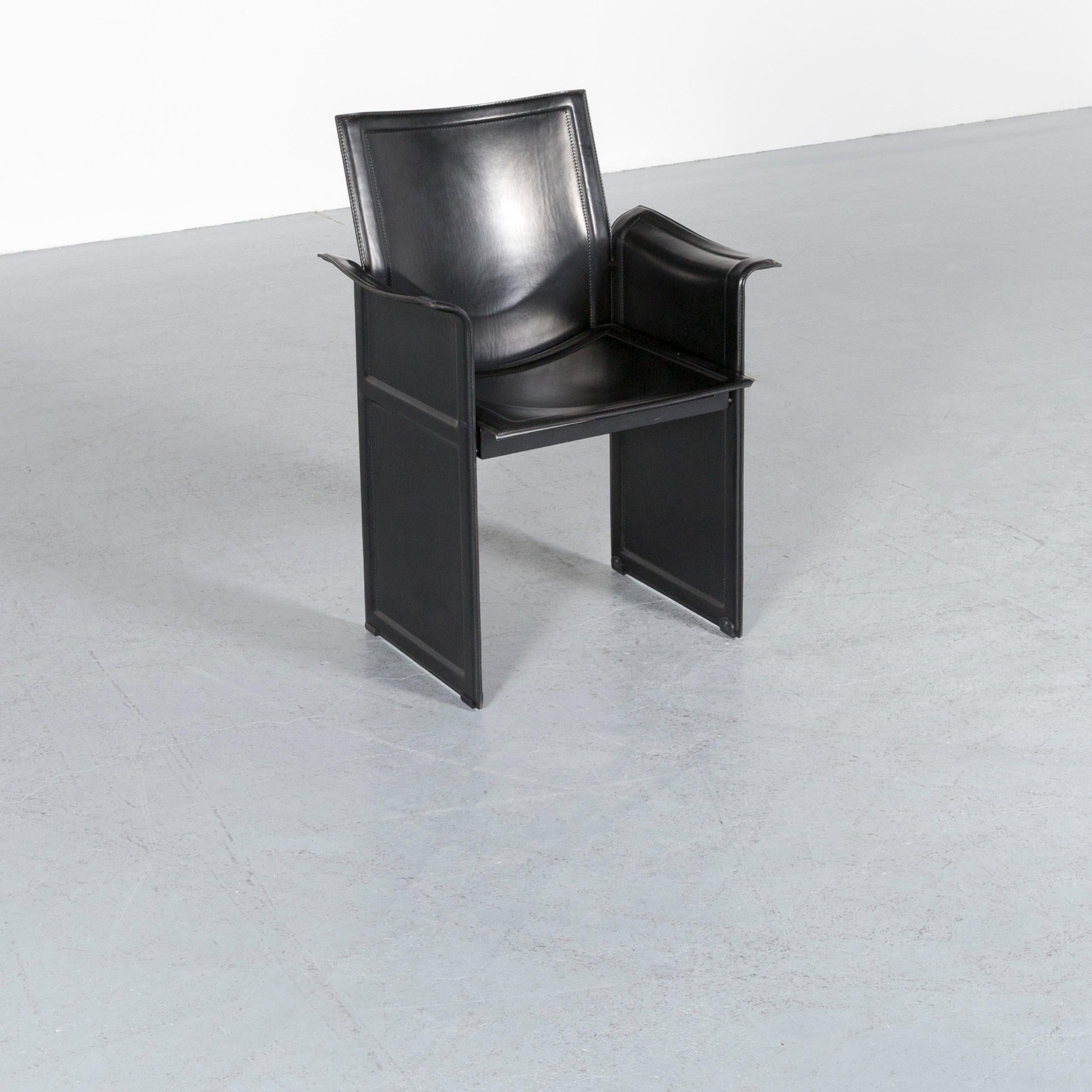 Matteo Grassi Korium Designer Leather Glass Table Armchair Set Coffeetable Black 6