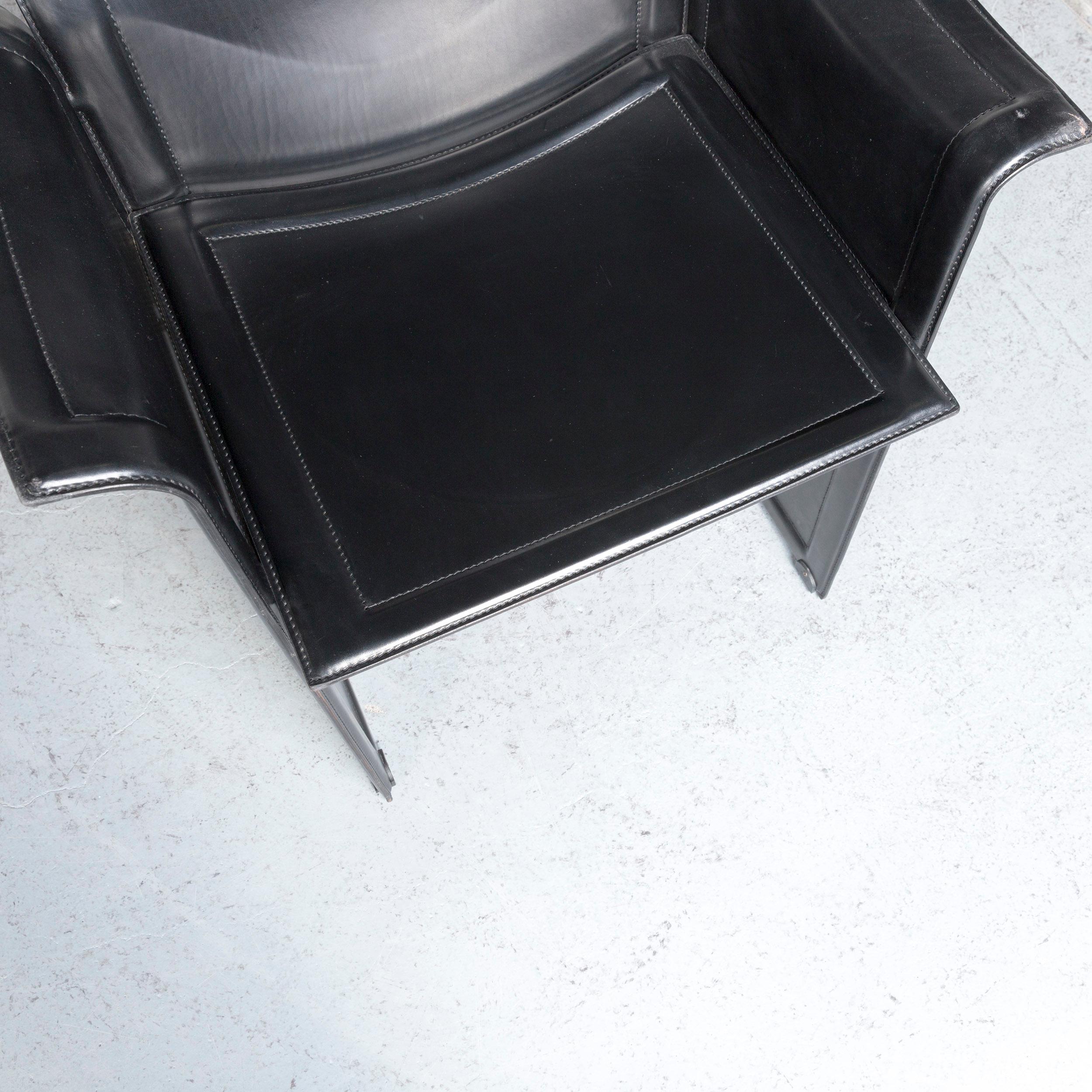 Matteo Grassi Korium Designer Leather Glass Table Armchair Set Coffeetable Black 8