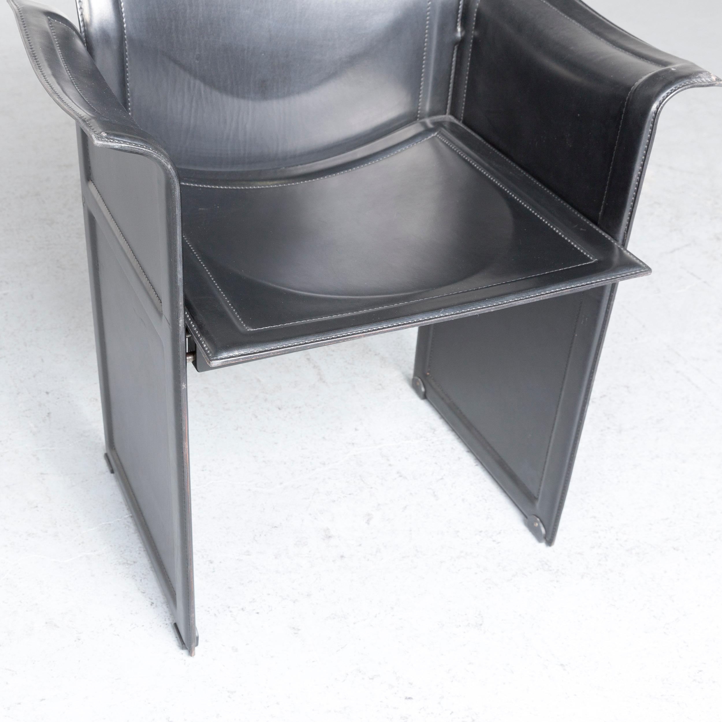 Matteo Grassi Korium Designer Leather Glass Table Armchair Set Coffeetable Black 9