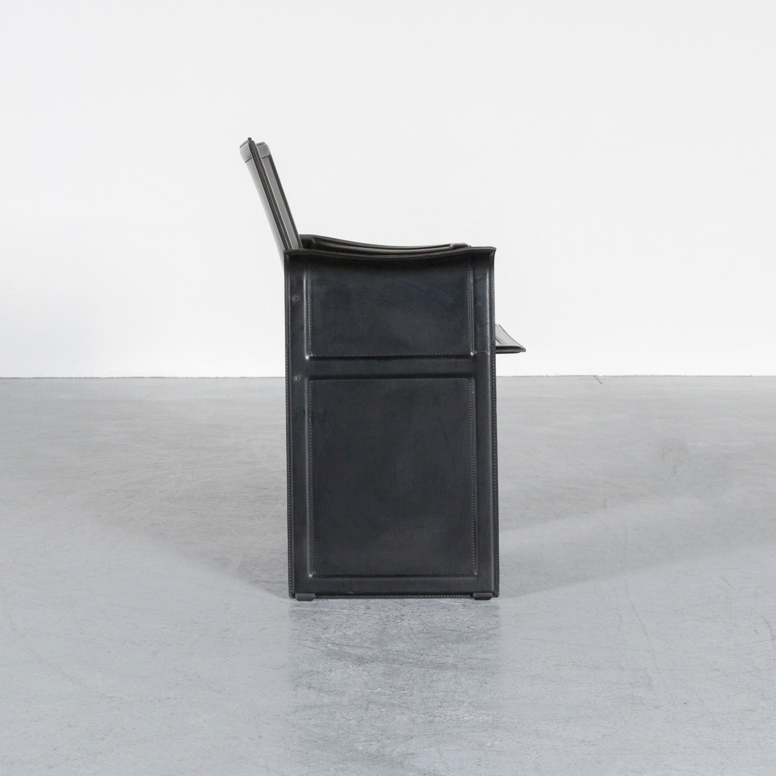 Matteo Grassi Korium Designer Leather Glass Table Armchair Set Coffeetable Black 10