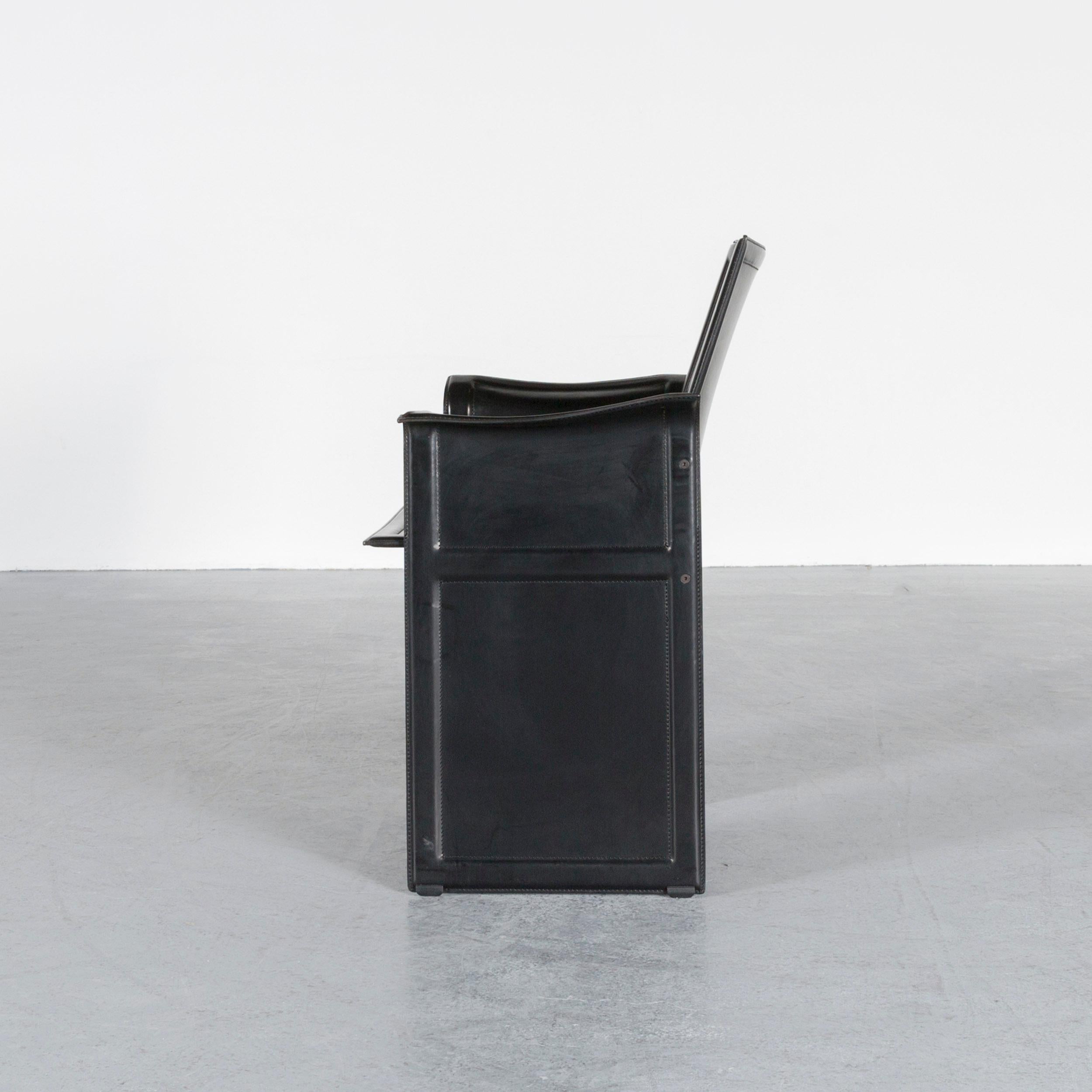 Matteo Grassi Korium Designer Leather Glass Table Armchair Set Coffeetable Black 12