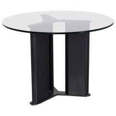 Matteo Grassi Korium Designer Leather Glass Table Coffee Table Black