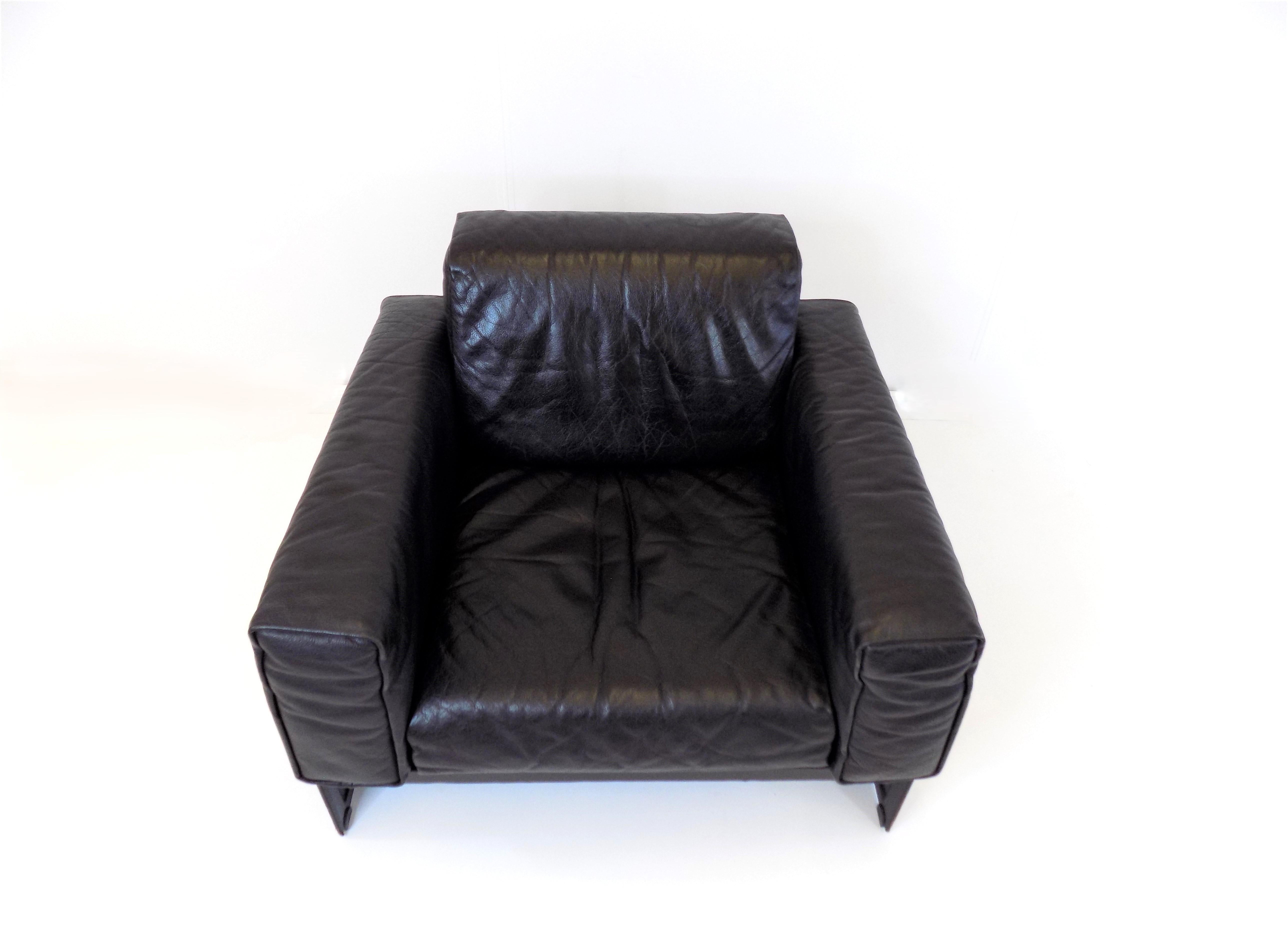Matteo Grassi Korium KM 3/1 leather lounge chair by Tito Agnoli, 1980 In condizioni buone in vendita a Ludwigslust, DE