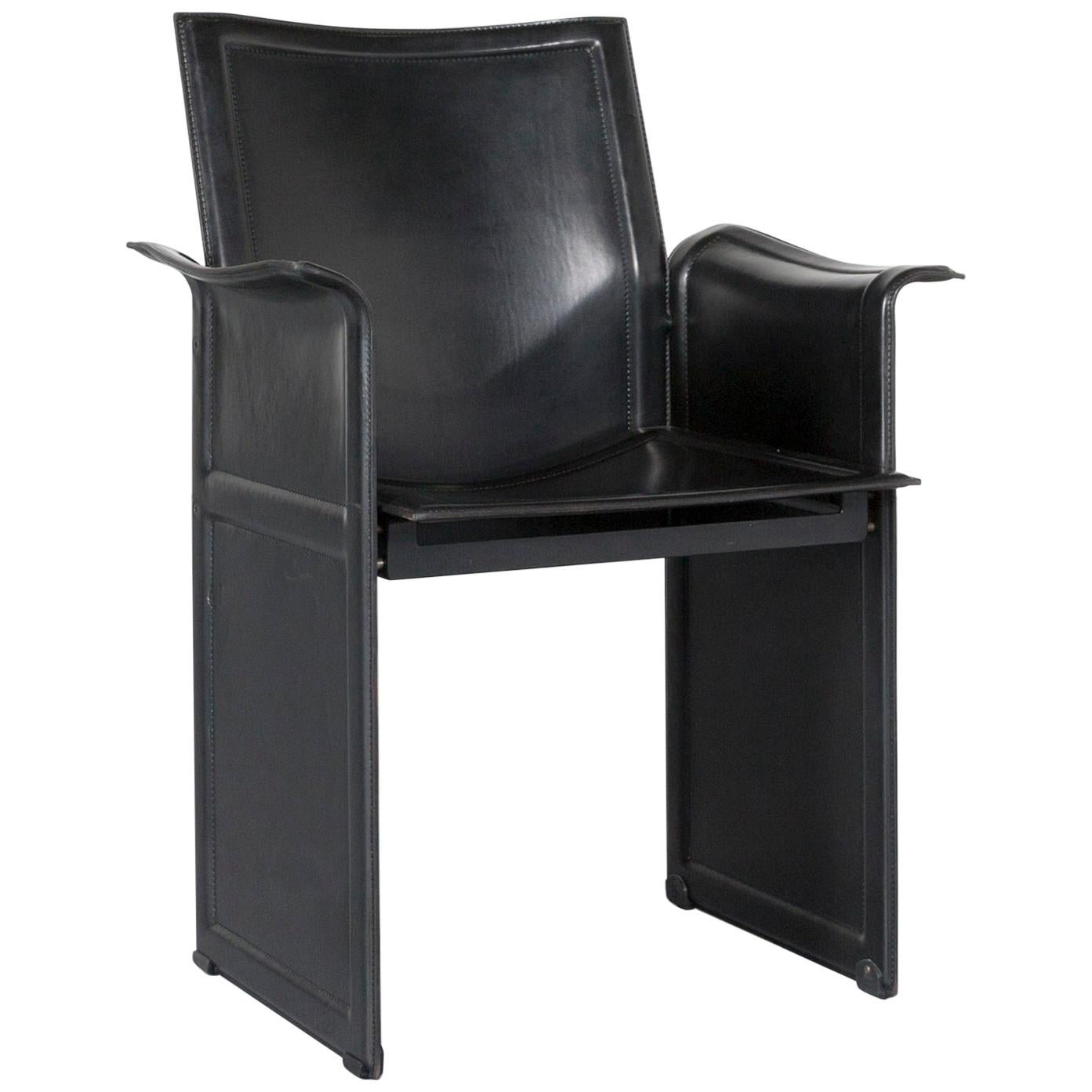 Matteo Grassi Korium KM1 Leather Chair Black One-Seat For Sale