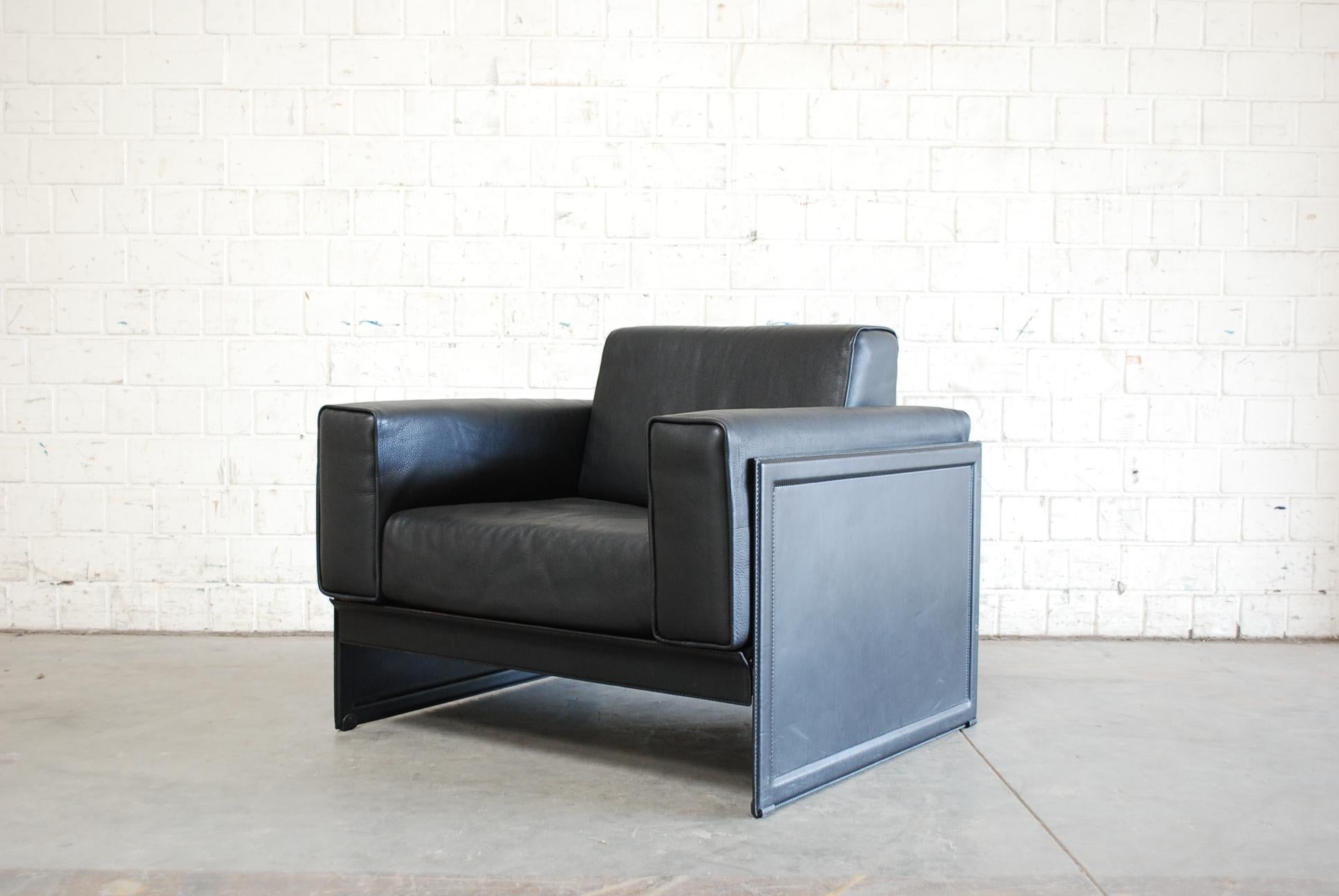 Matteo Grassi Korium Leather Armchair or Chair Korium by Tito Agnoli For Sale 11