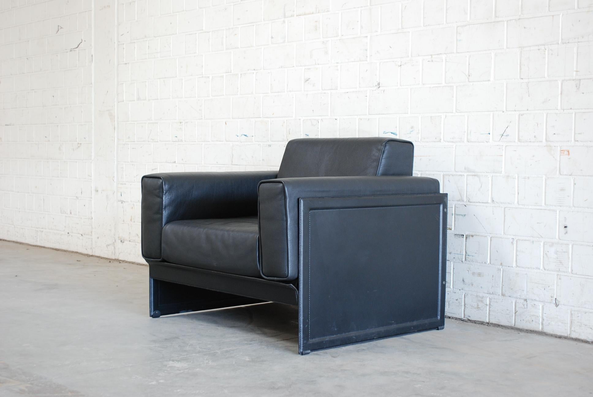 Italian Matteo Grassi Korium Leather Armchair or Chair Korium by Tito Agnoli For Sale