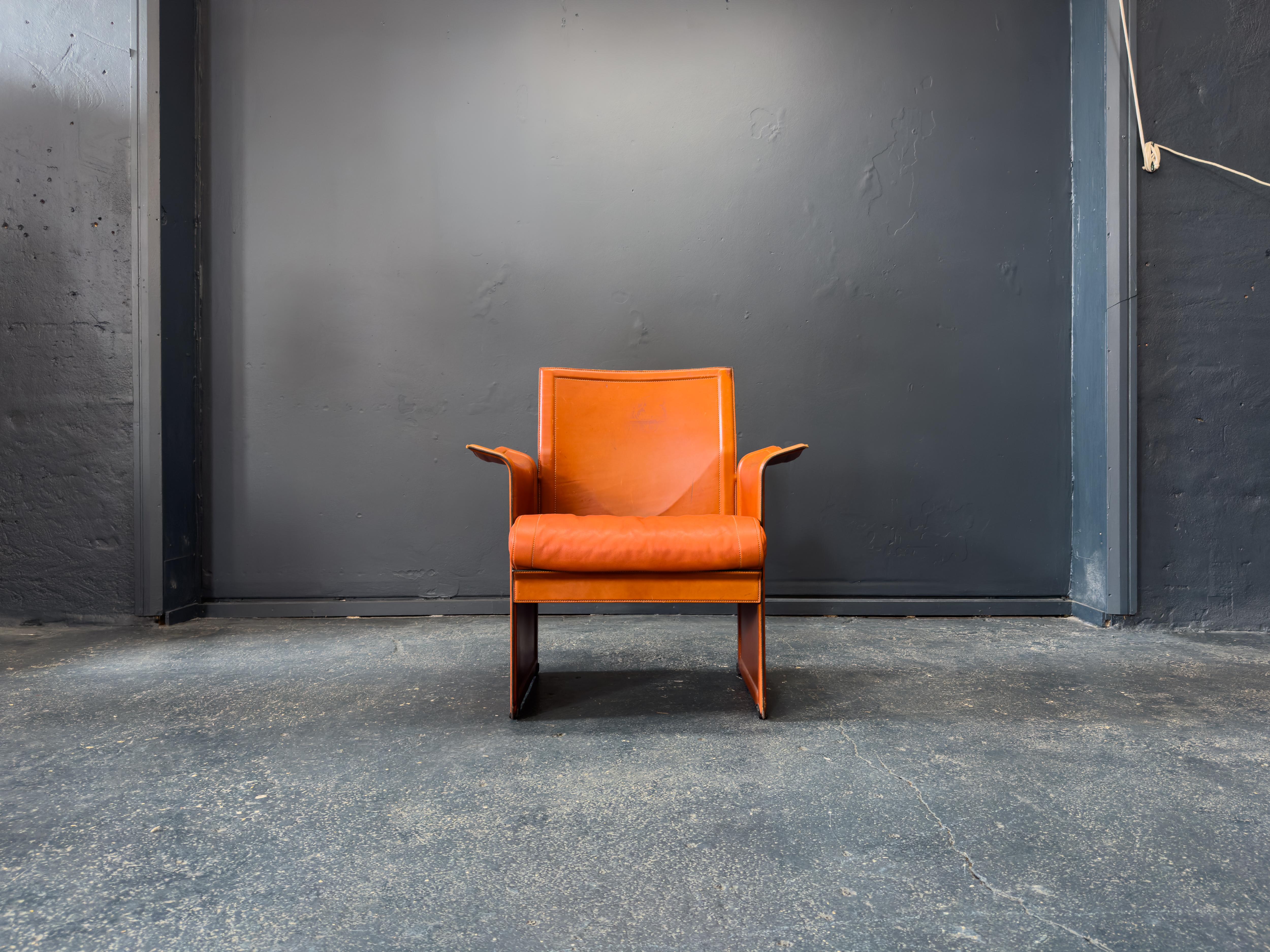 Mid-Century Modern Matteo Grassi 'Korium' Leather Chair For Sale