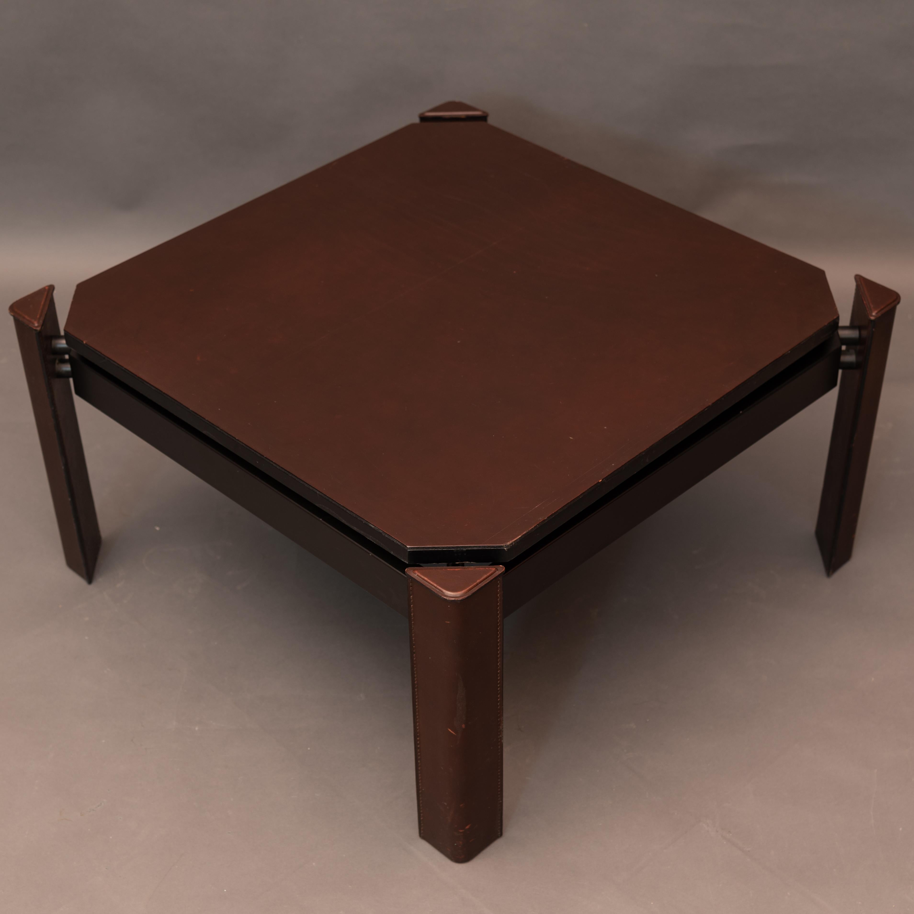 Late 20th Century Leather Coffee Table in the Style of Matteo Grassi