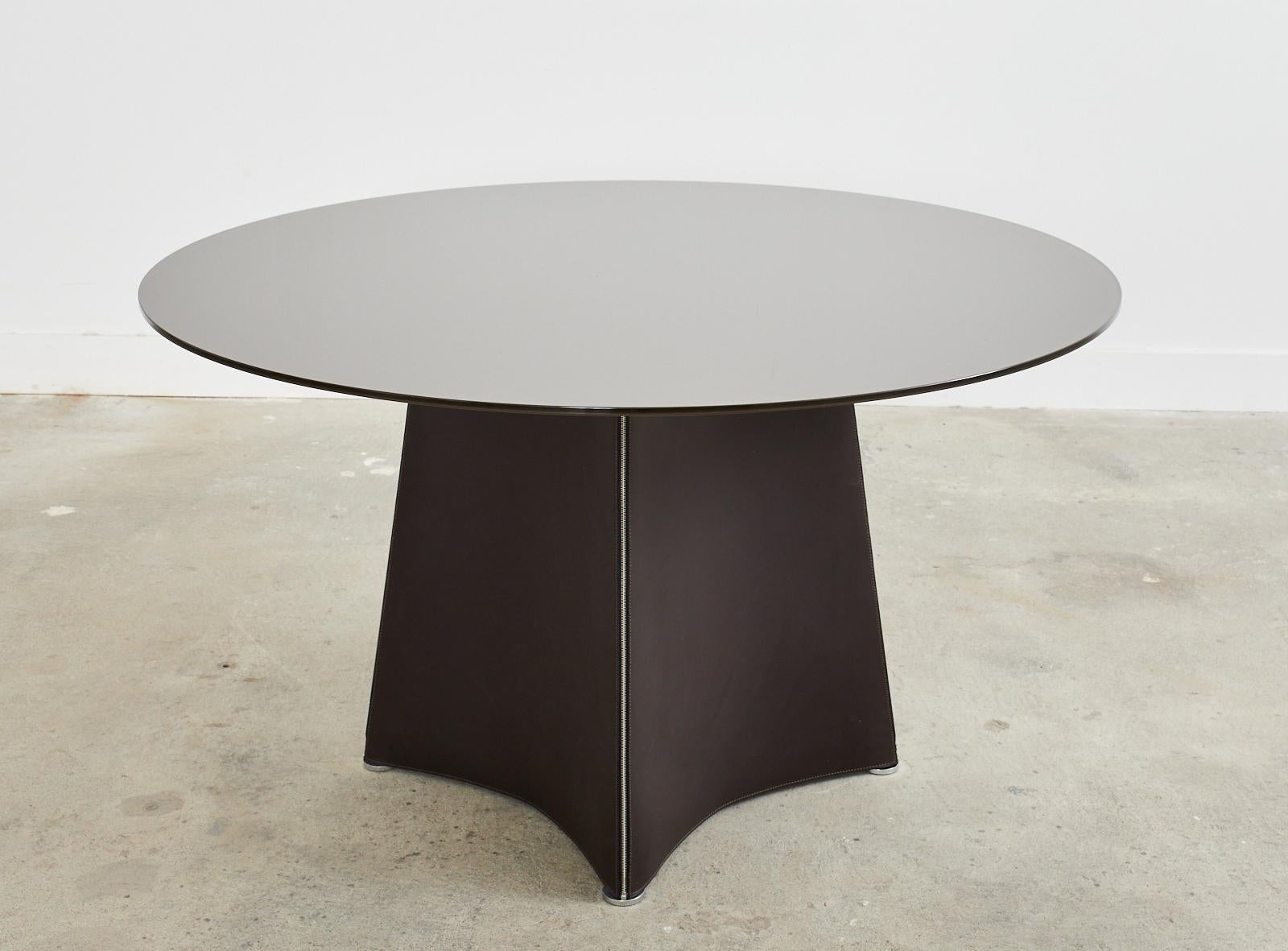 Modern Matteo Grassi Leather Tent Dining Table or Center Table