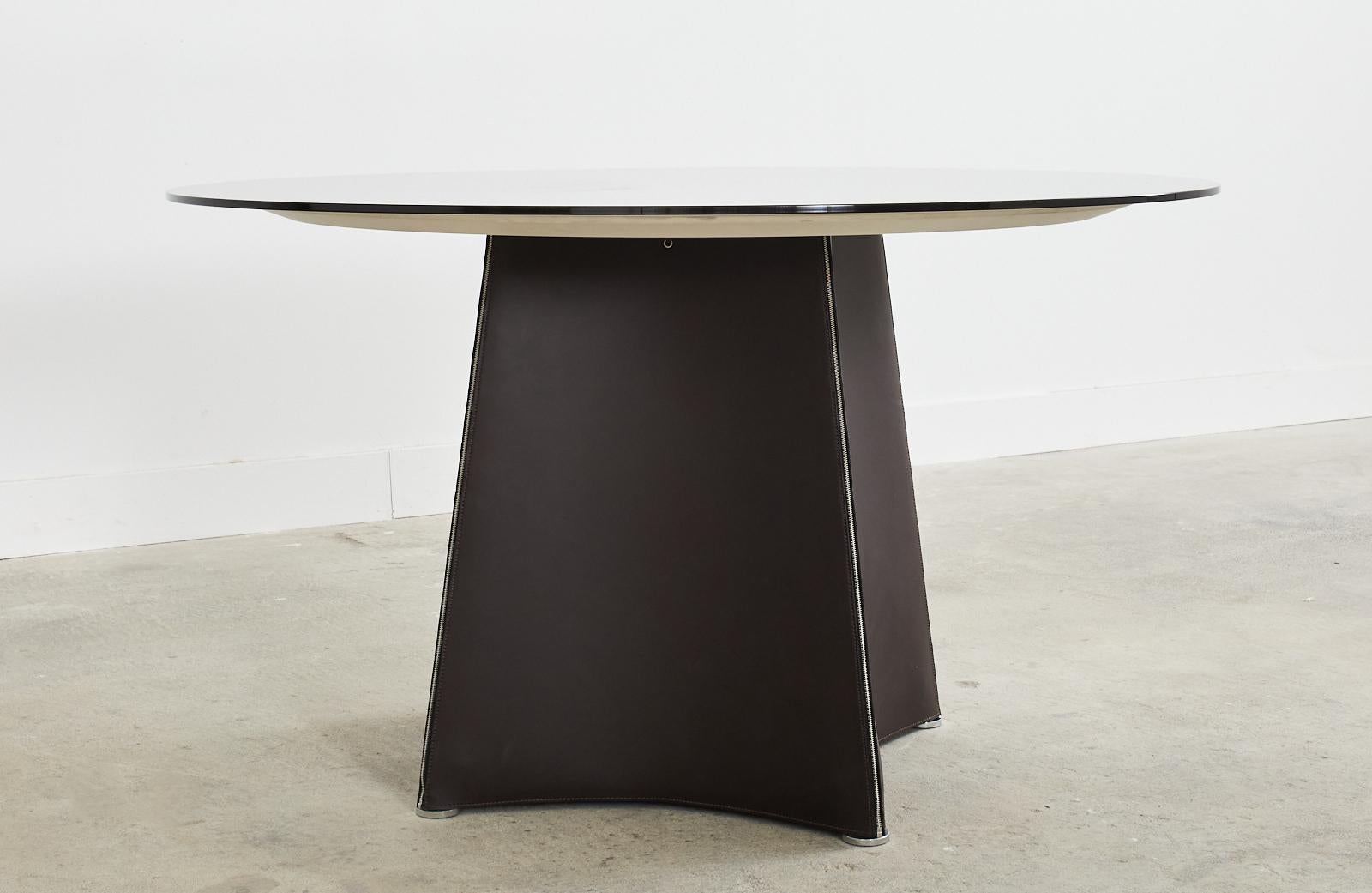 Italian Matteo Grassi Leather Tent Dining Table or Center Table