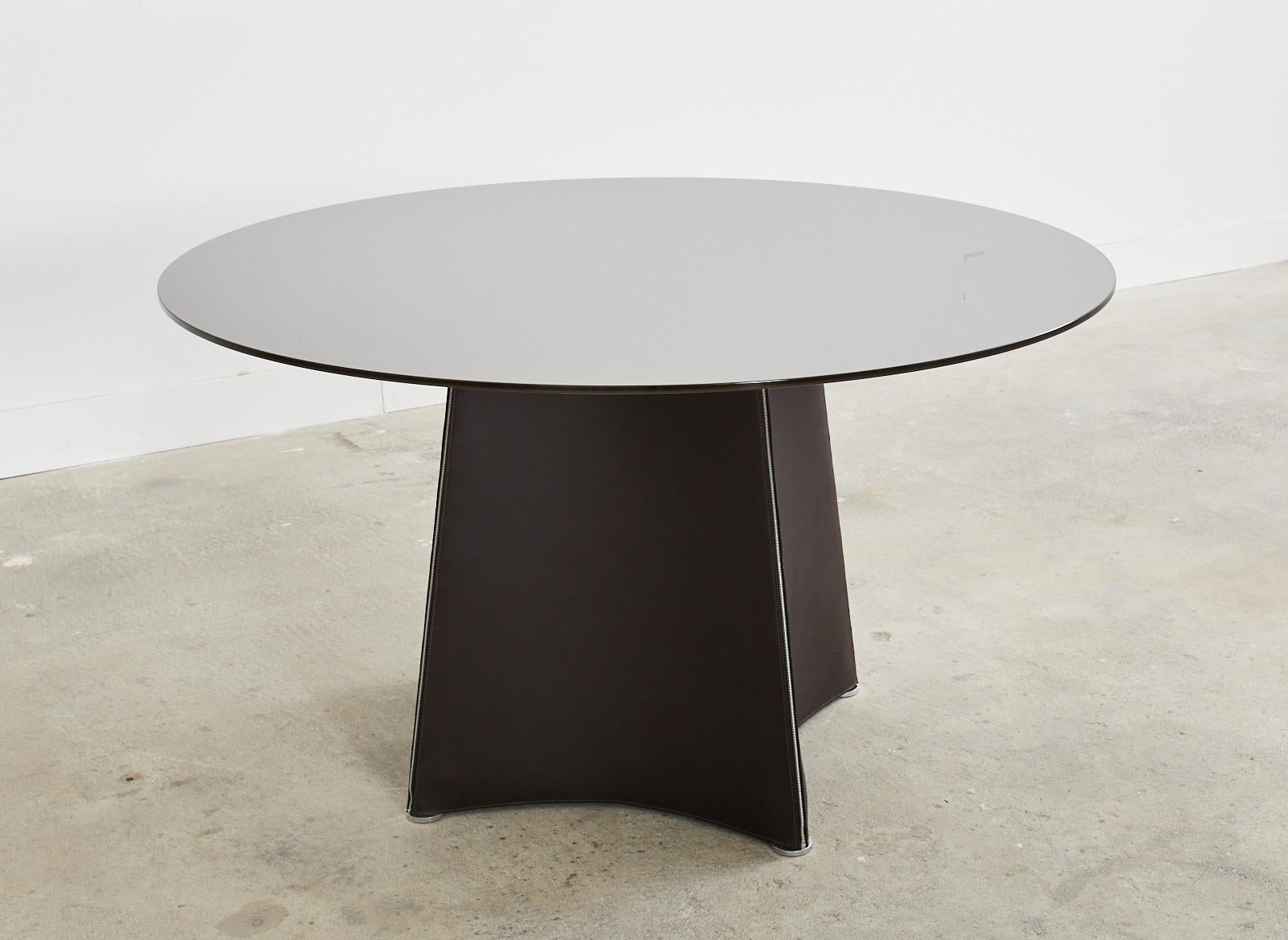 Polished Matteo Grassi Leather Tent Dining Table or Center Table