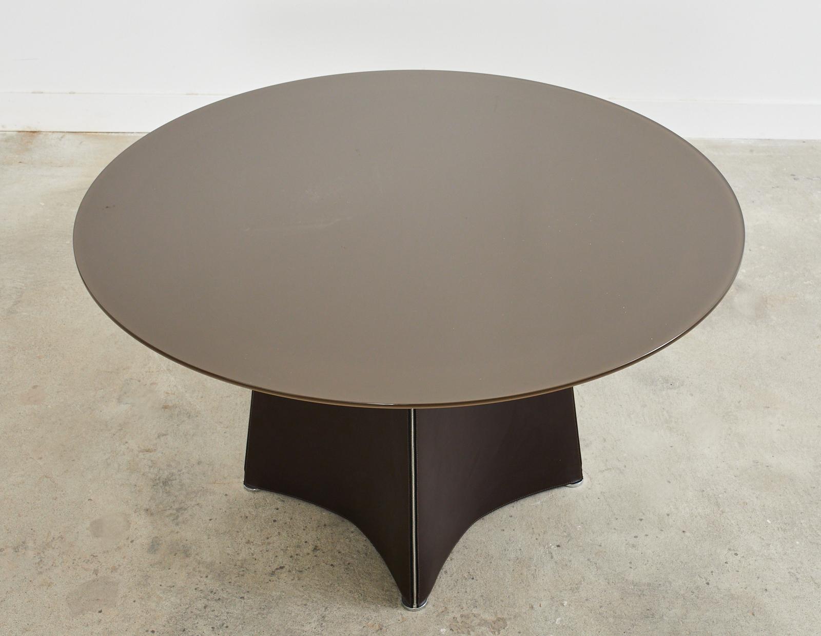 Contemporary Matteo Grassi Leather Tent Dining Table or Center Table
