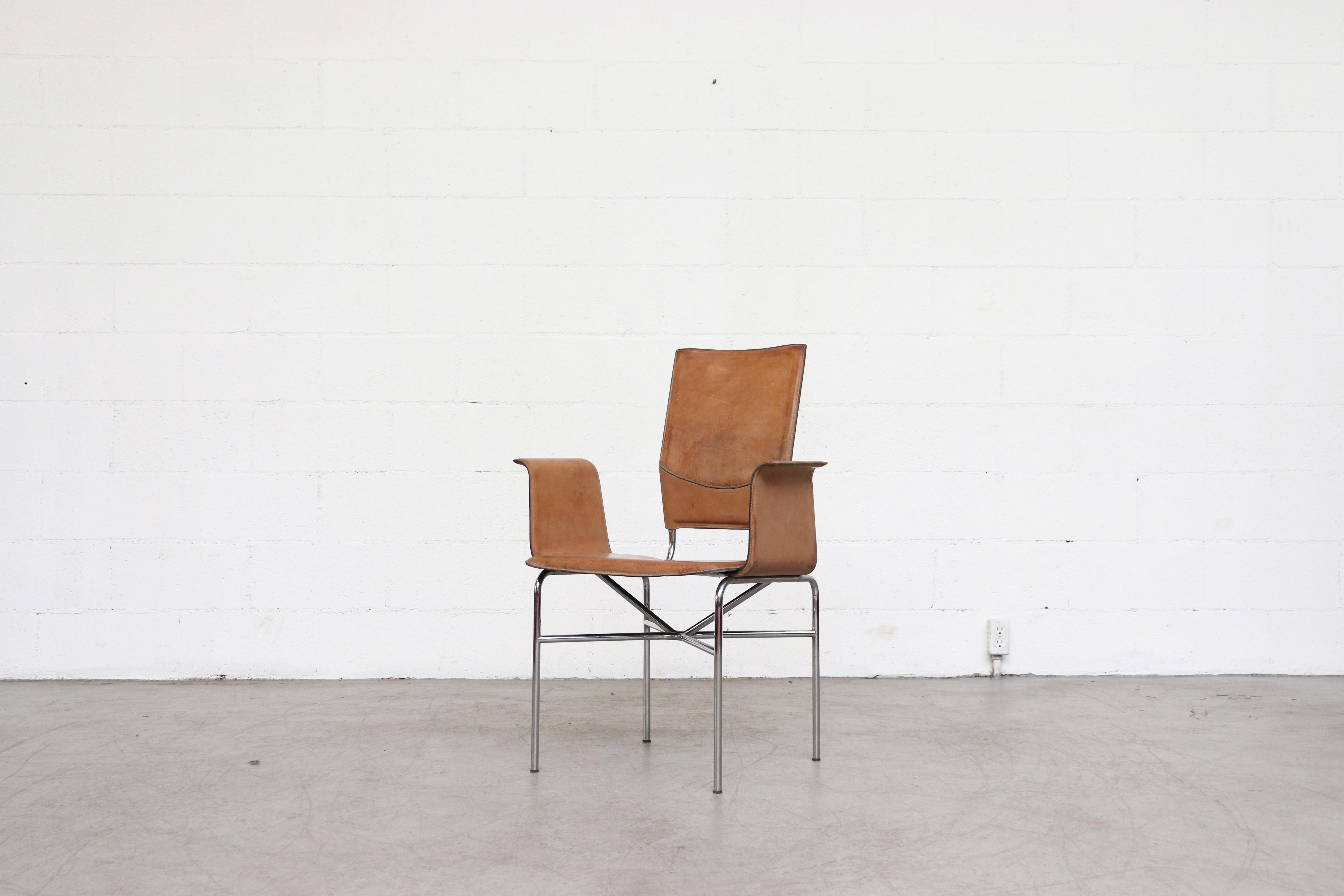 Mid-Century Modern Matteo Grassi Leather Wing Chairs 