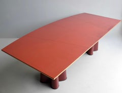 Bureau Boomerang « Metron » de Matteo Grassi en cuir cognac foncé, Italie, années 1970