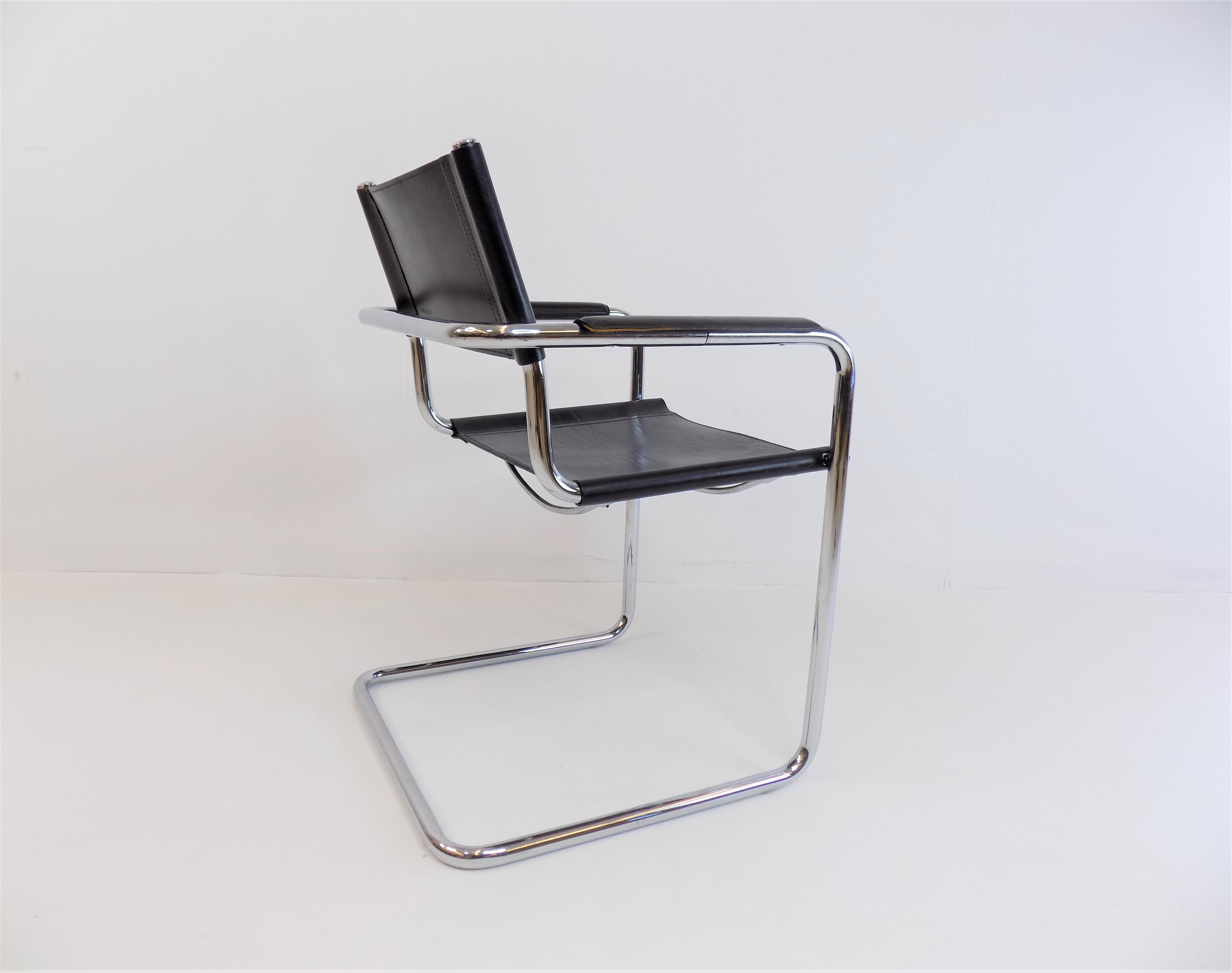 Matteo Grassi MG5 Set of 2 Leather Cantilever Chairs by Mart Stam 12