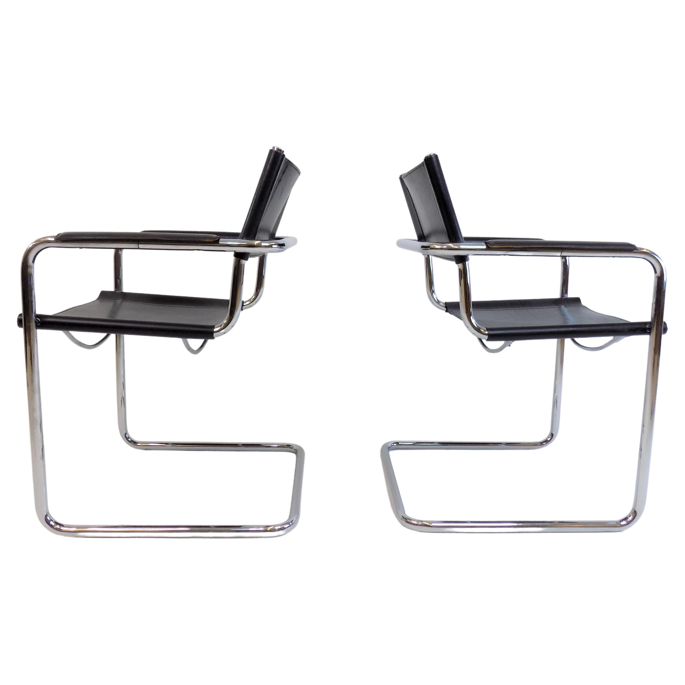 Matteo Grassi MG5 Set of 2 Leather Cantilever Chairs by Mart Stam