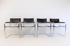 Matteo Grassi MG5: 4er-Set freitragender Lederstühle von Mart Stam