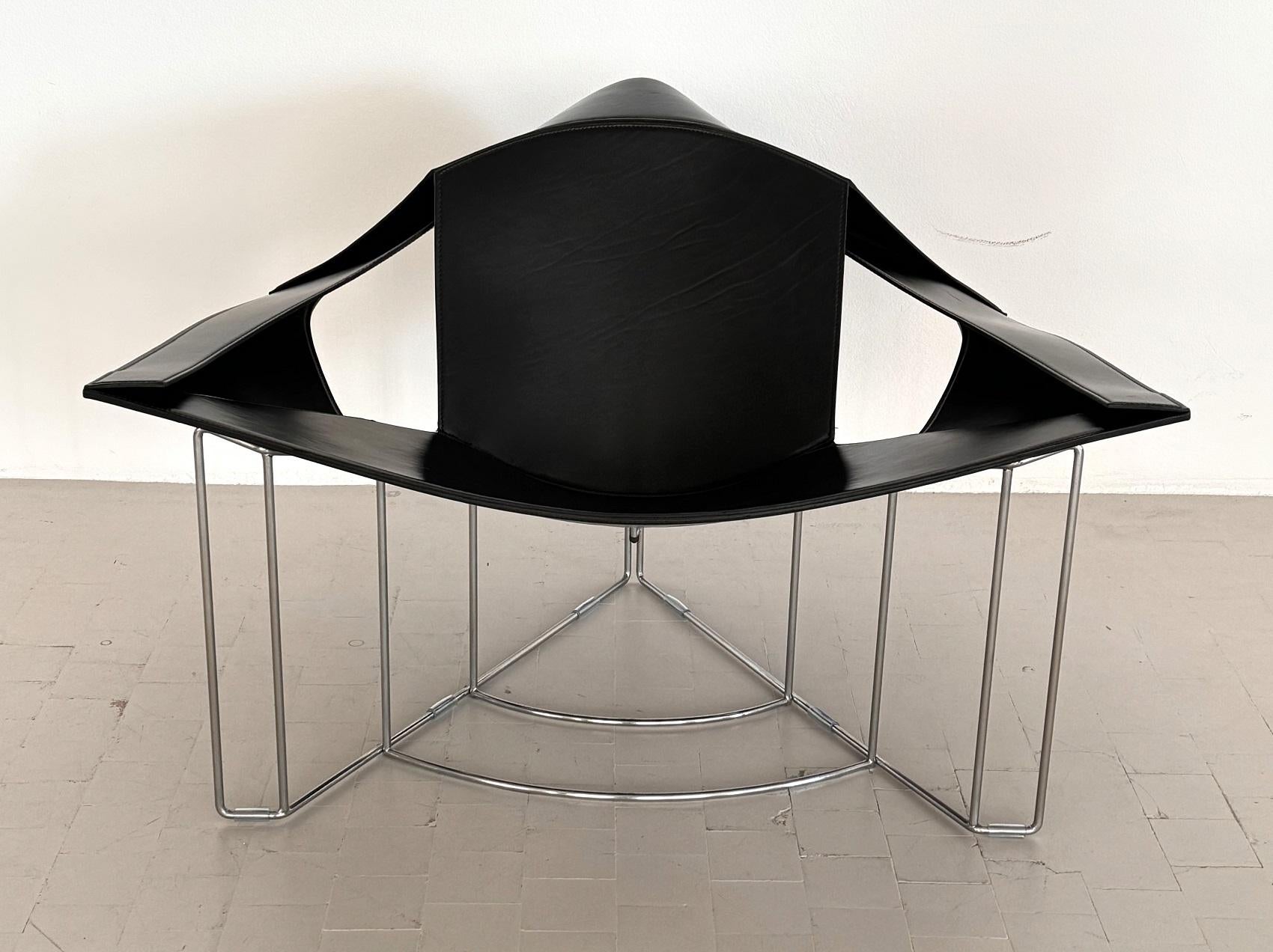Leather Matteo Grassi Sculptural Lounge Chair 'Equity' by Jacques Harold Pollard, 1987 For Sale