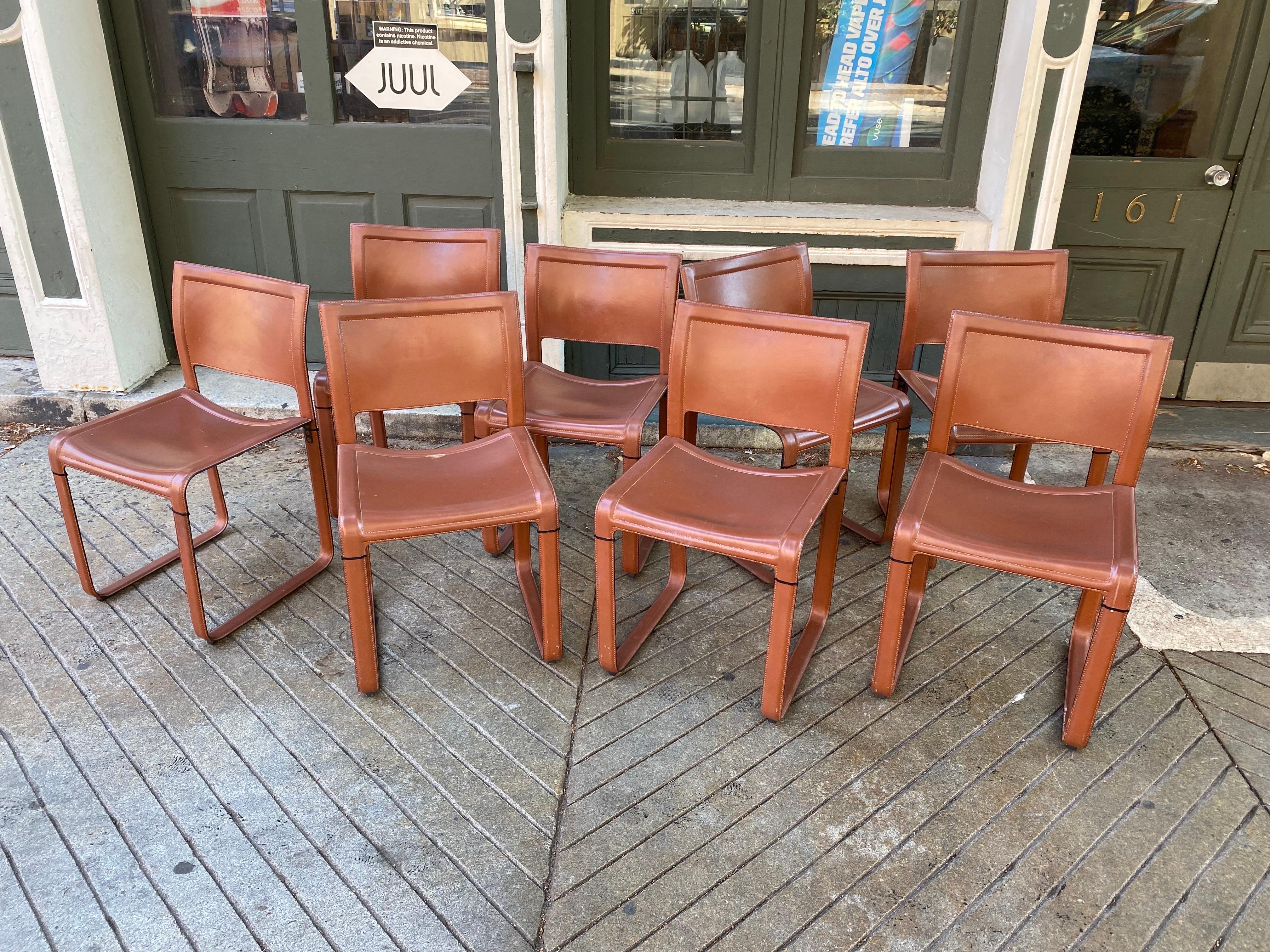 Matteo Grassi Set of 8 Leather Chairs 4