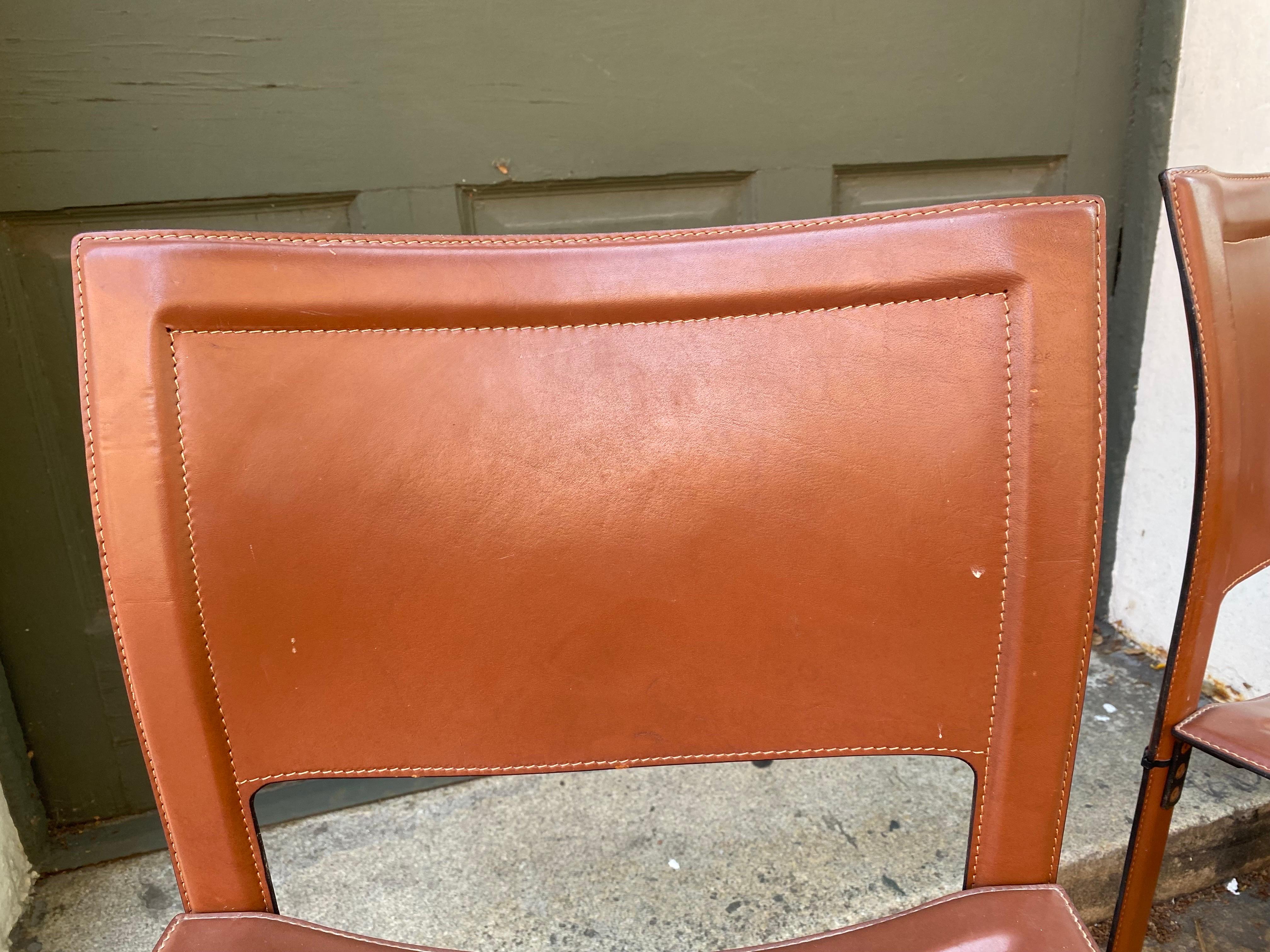 Matteo Grassi Set of 8 Leather Chairs In Good Condition In Philadelphia, PA