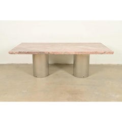 Matteo Grassi Style Modern Granite Double Pedestal Dining Table, Circa 1970s