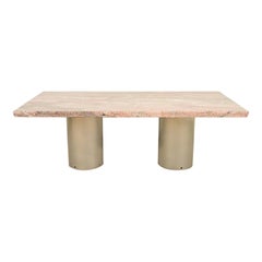 Matteo Grassi Style Modern Granite Double Pedestal Dining Table, Circa 1970s