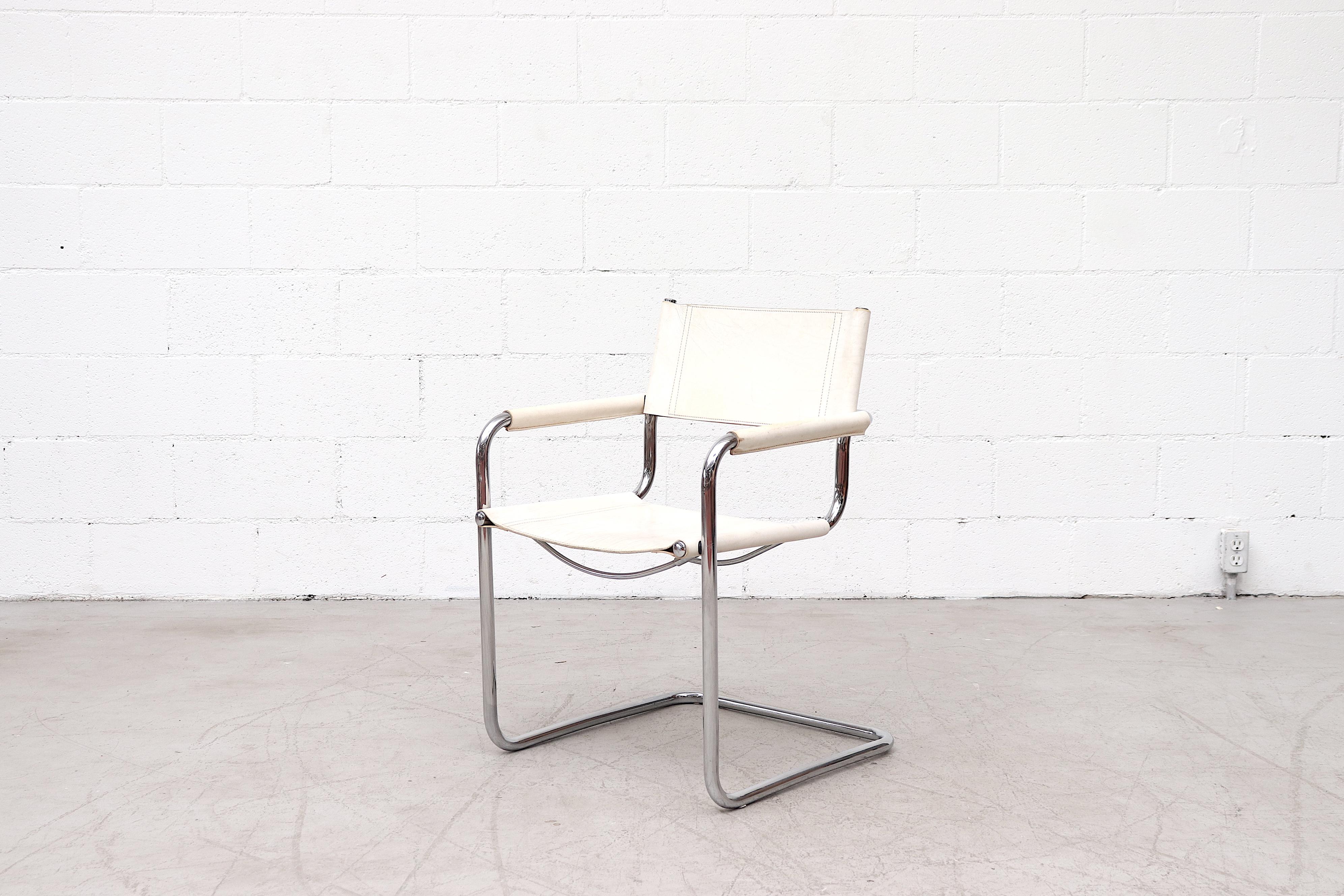 European Matteo Grassi Style Set of 6 White Leather Chairs