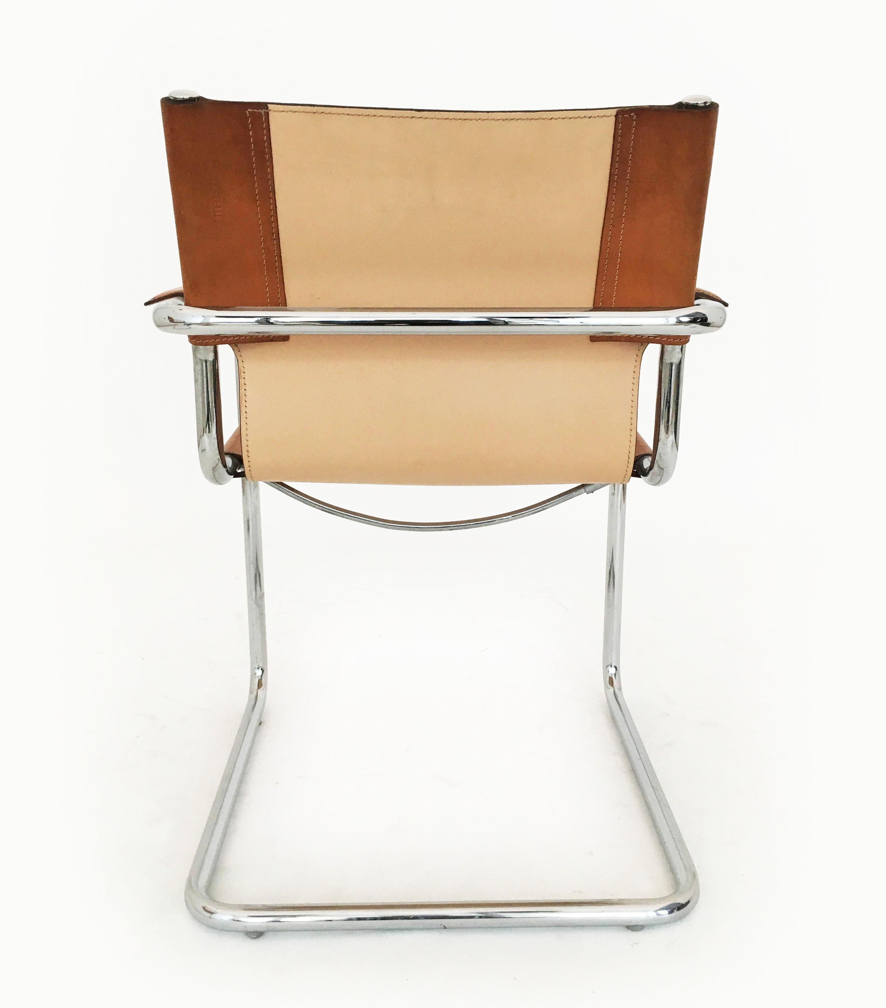 Matteo Grassi Model 'Visitor' Chairs in Patinated Cognac Leather, Italy 1970s 2
