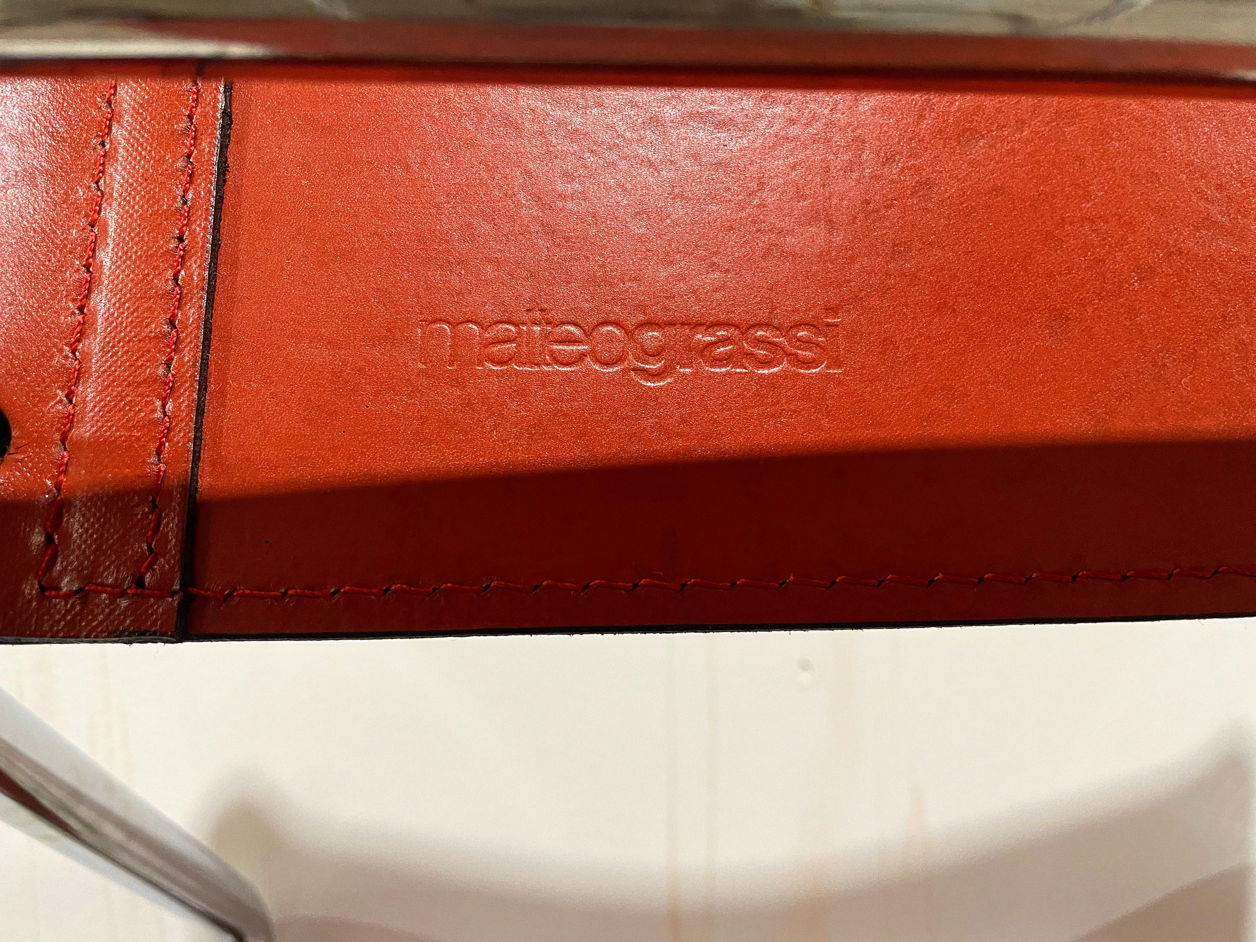 Matteo Grassi Visitor Chairs, Model Mg5, Cognac Leather, Cantilevered Chrome In Good Condition In Decatur, GA