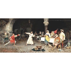 Matteo Lovatti (Italiano, 1861-1909) Olio su tela del XIX secolo "Church's V.I.I."