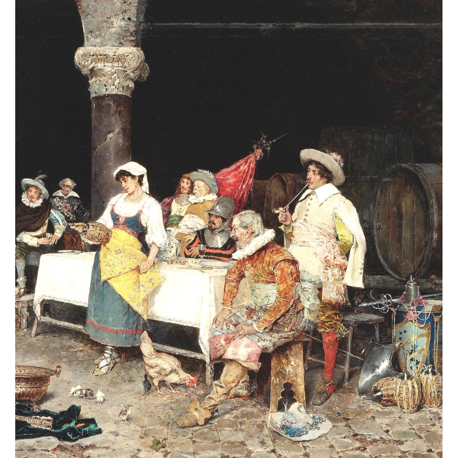 Tela Matteo Lovatti (Italiano, 1861-1909) Olio su tela del XIX secolo 