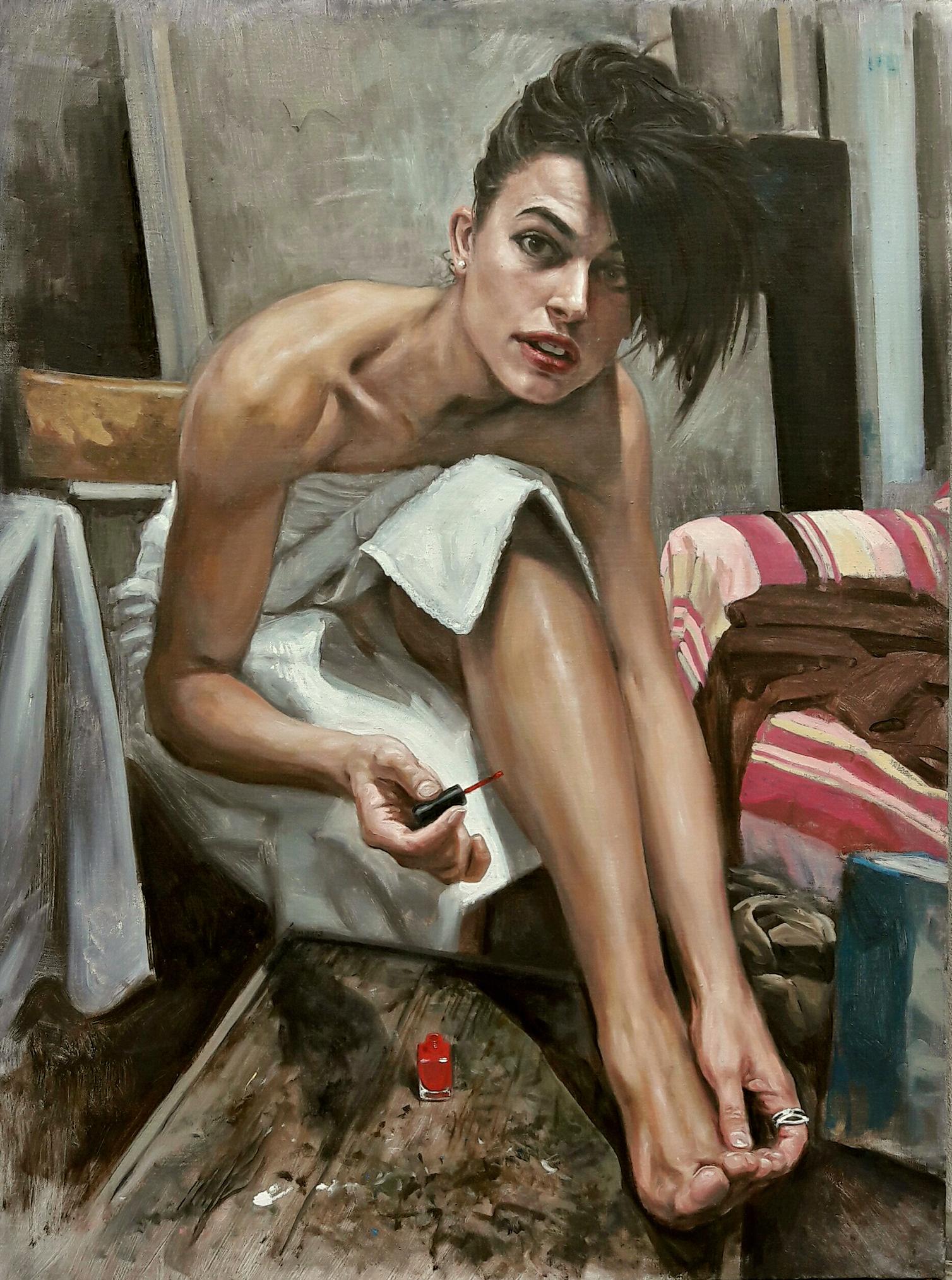 Oil on canvas 

Matteo Nannini est un artiste italien né en 1979 qui vit et travaille à Cento, Ferrara, en Italie. Il a fait ses études à l’Académie des Beaux-Arts de Bologne. Peintre de profession depuis 1997, il enseigne depuis 1998 le dessin et