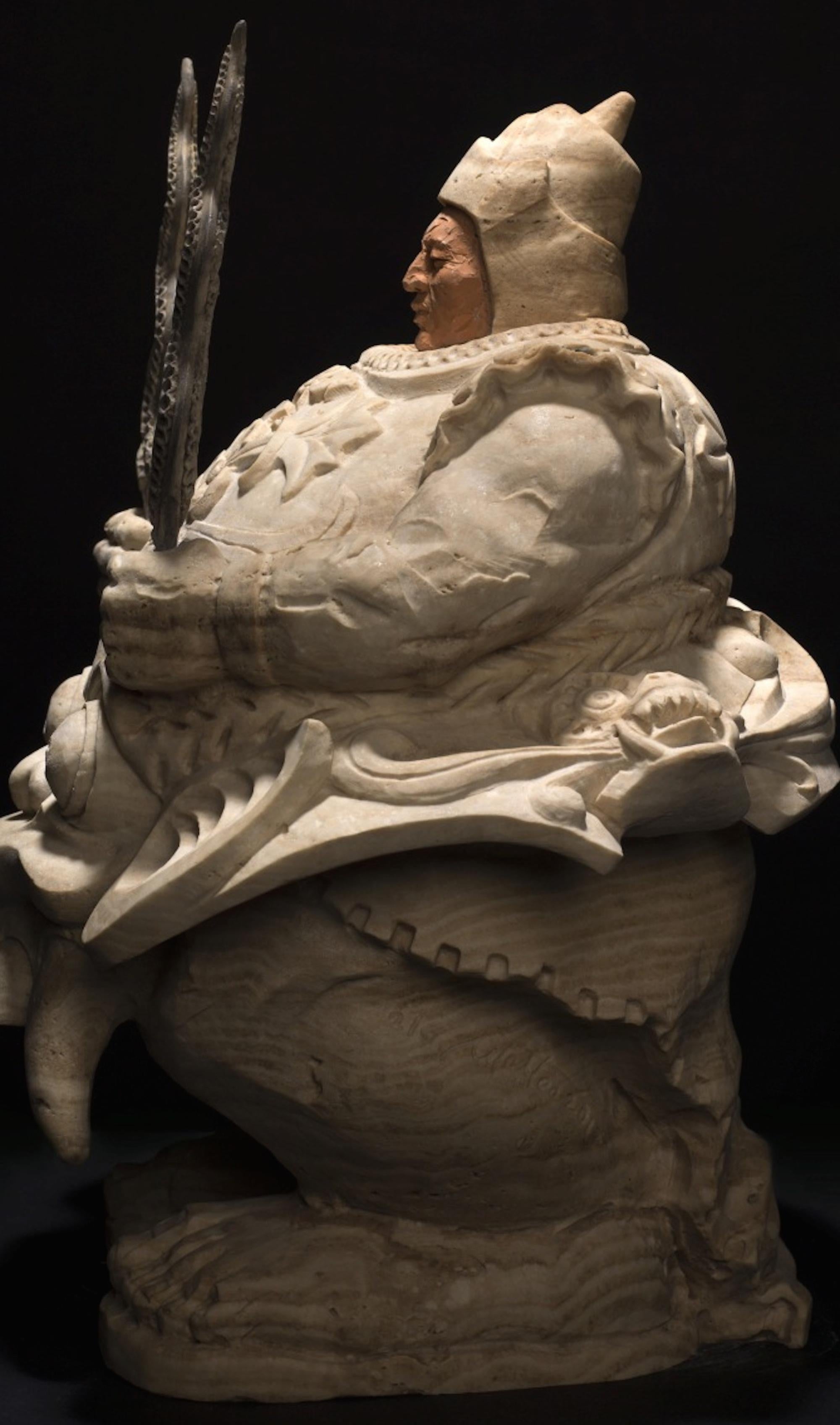 Balinese Guardian, Marble - Contemporary Sculpture by Matteo Pugliese