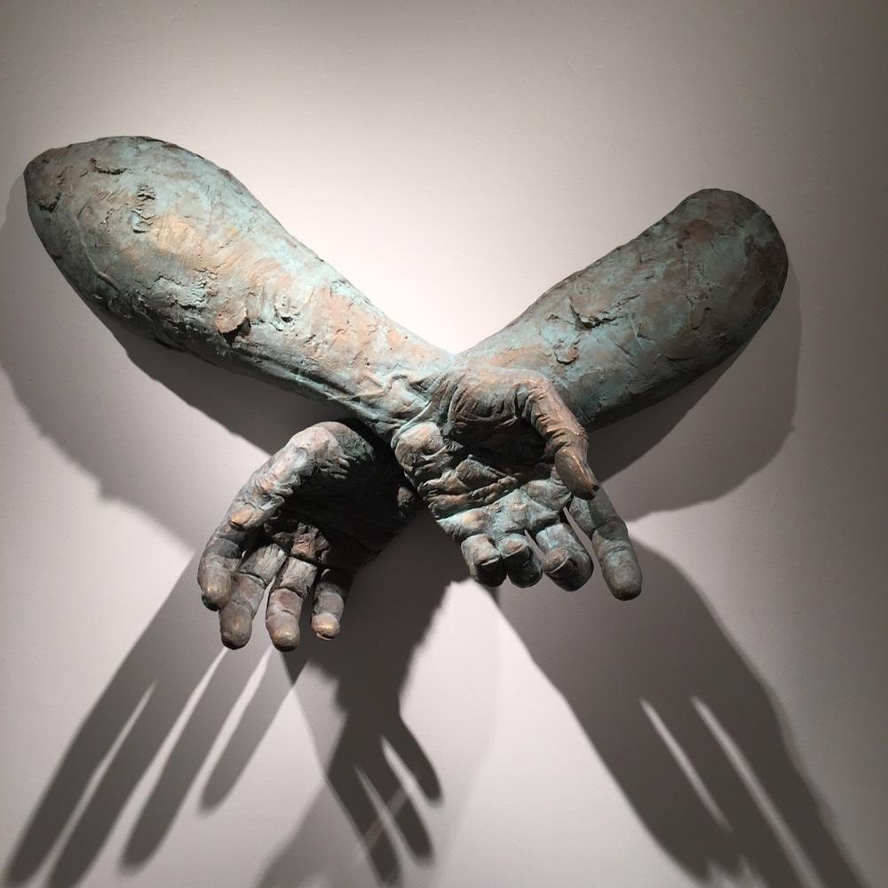 Matteo Pugliese Figurative Sculpture - Crossed, Bronze