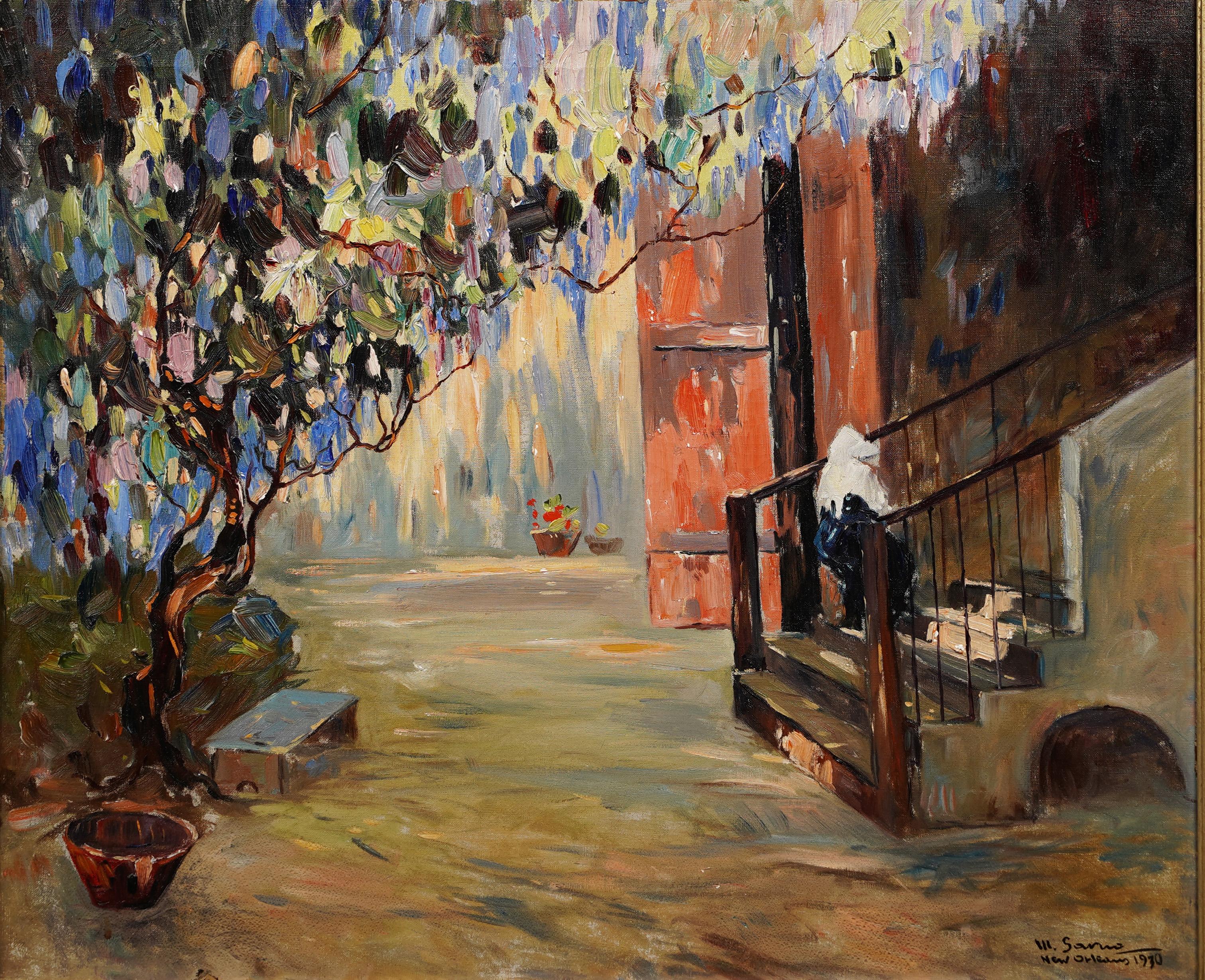 Antico dipinto ad olio firmato Impressionista italiano in scena a New Orleans - Painting Impressionismo di Matteo Sarno