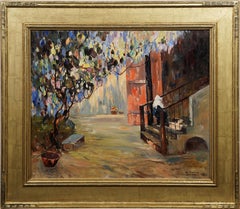 Antico dipinto ad olio firmato Impressionista italiano in scena a New Orleans