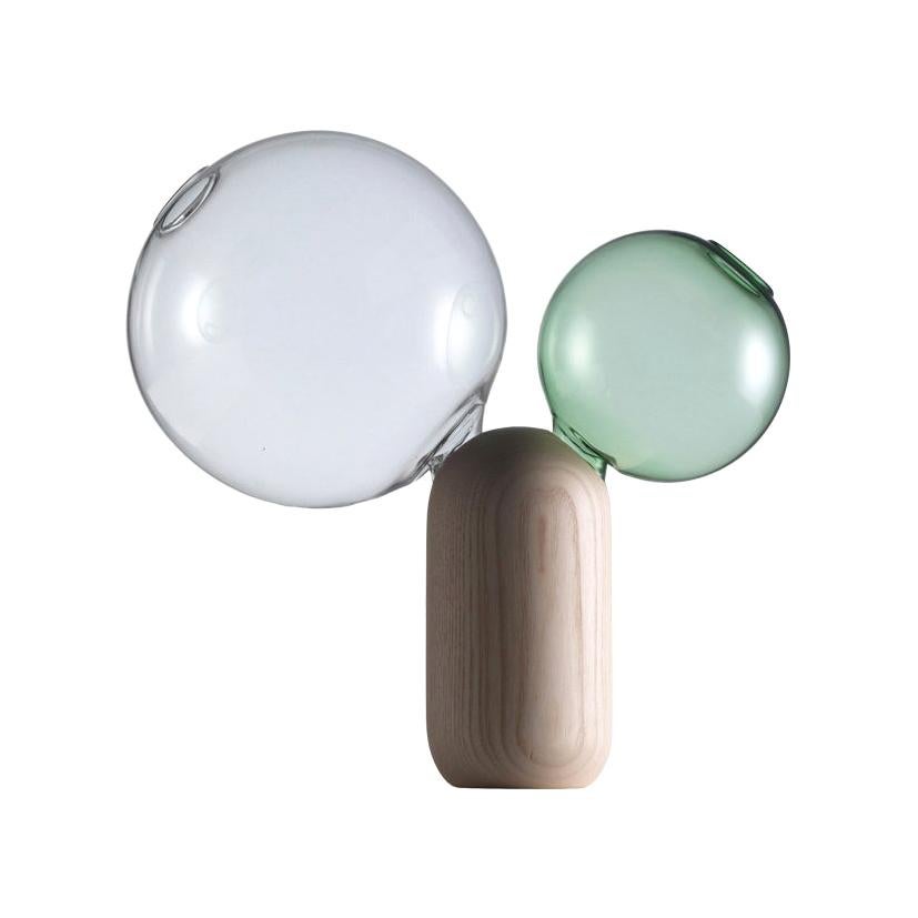 Matteo Zorzenoni Kristallkugel-Doppelvase aus Esche und Glas für Cappellini im Angebot