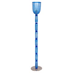 Vintage Murano Gallery: Iconic 1990 Blue Ribbed Glass Floor Lamp