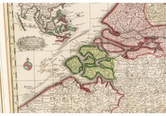 Matthäus Seutter, gerahmte Farbstichkarte von 1730 "Belgien Fonderatum"