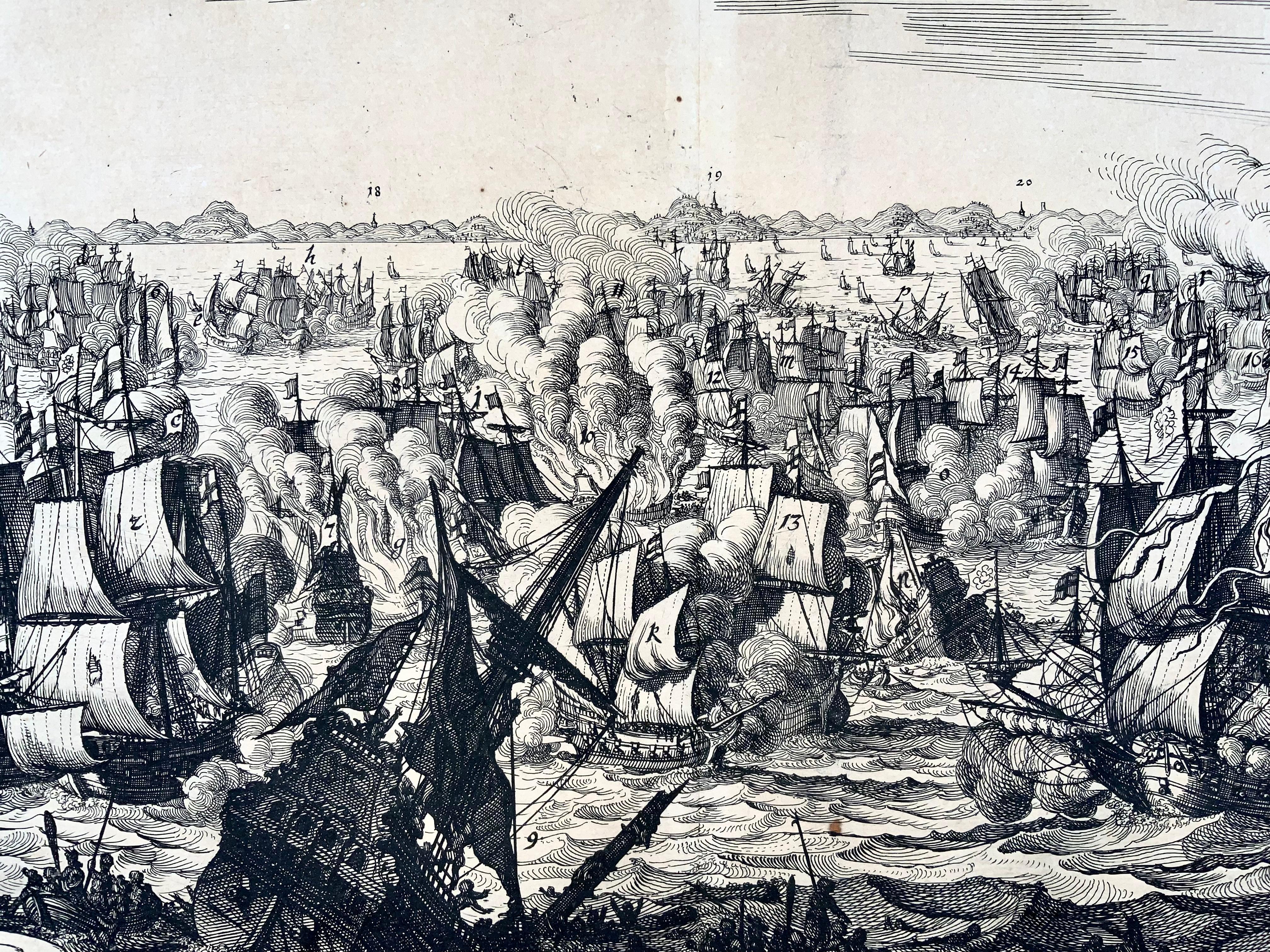 Mattheus Merian, Marineschlacht zwischen Englisch und Niederländisch Anno 1653 (Radiert) im Angebot