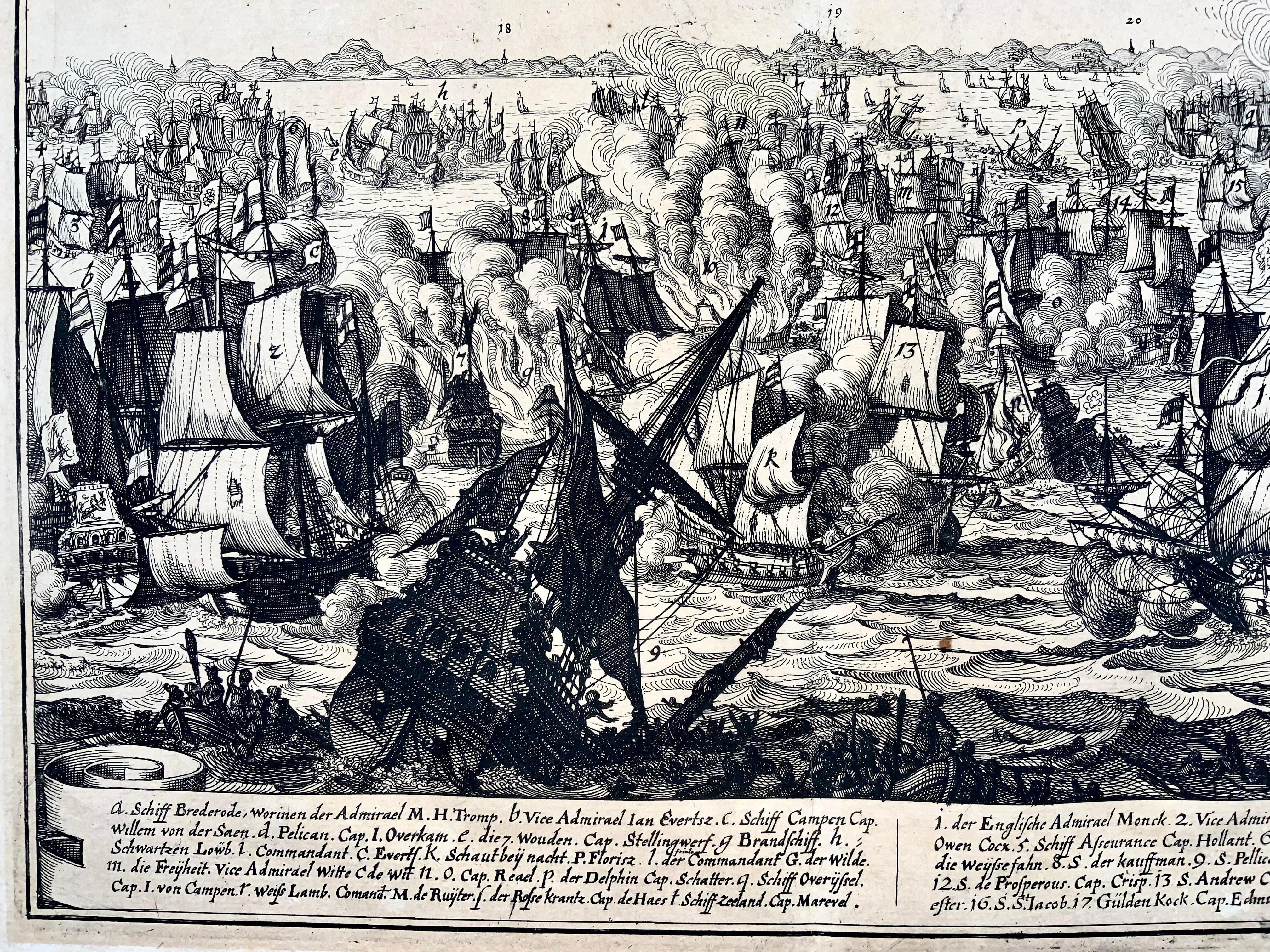 Mattheus Merian, Naval Battle Between the English & Dutch Anno 1653 In Good Condition For Sale In Norwich, GB