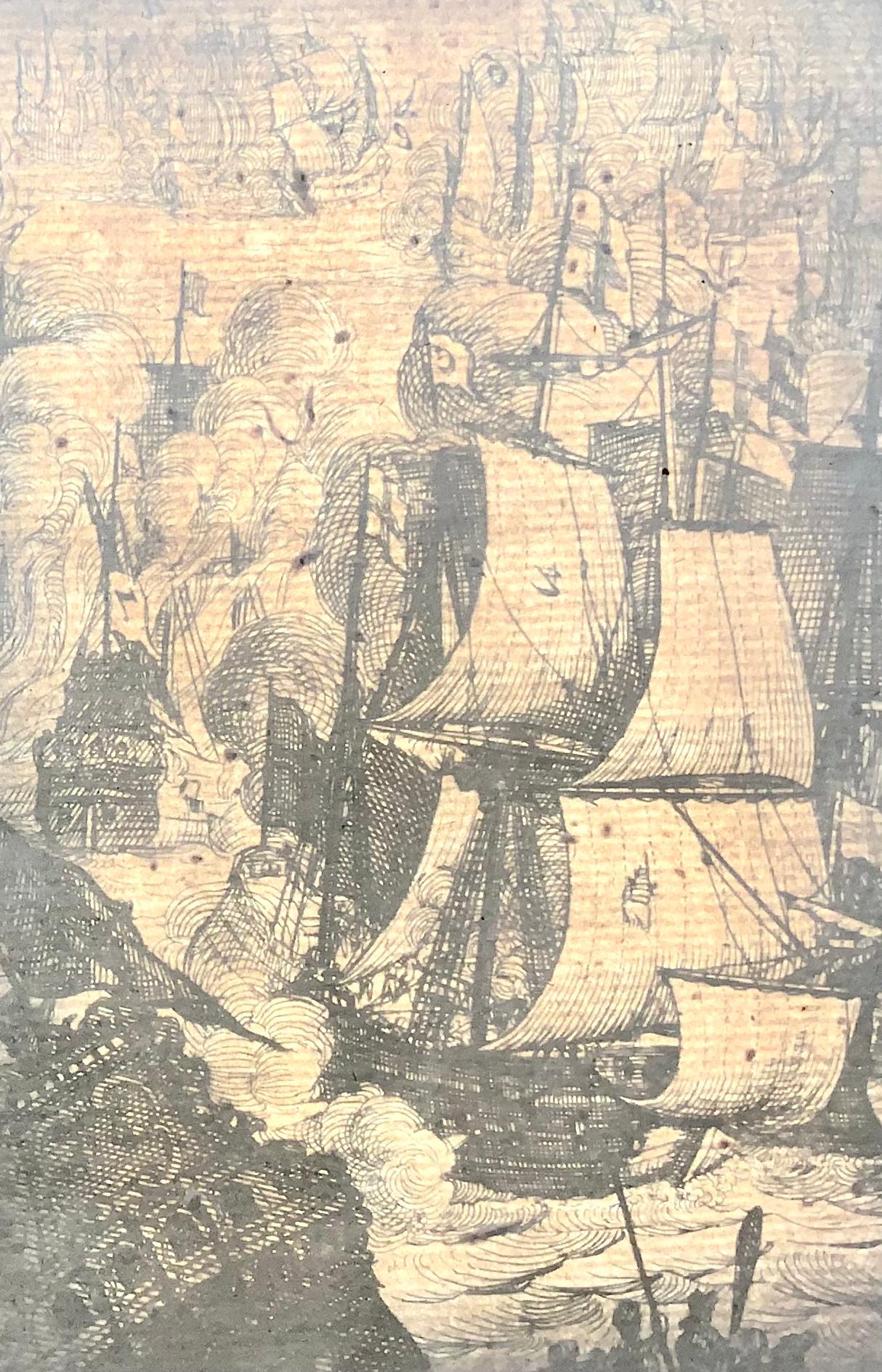 XVIIIe siècle et antérieur Mattheus Merian, bataille navale entre les Anglais et les Hollandais Anno 1653 en vente